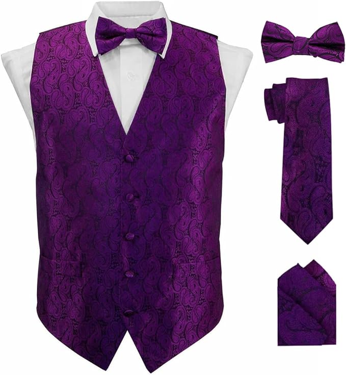 Vittorio Farina Paisley Vest Set (Black Back) Var. 02 (Purple-UT Burnt Orange)