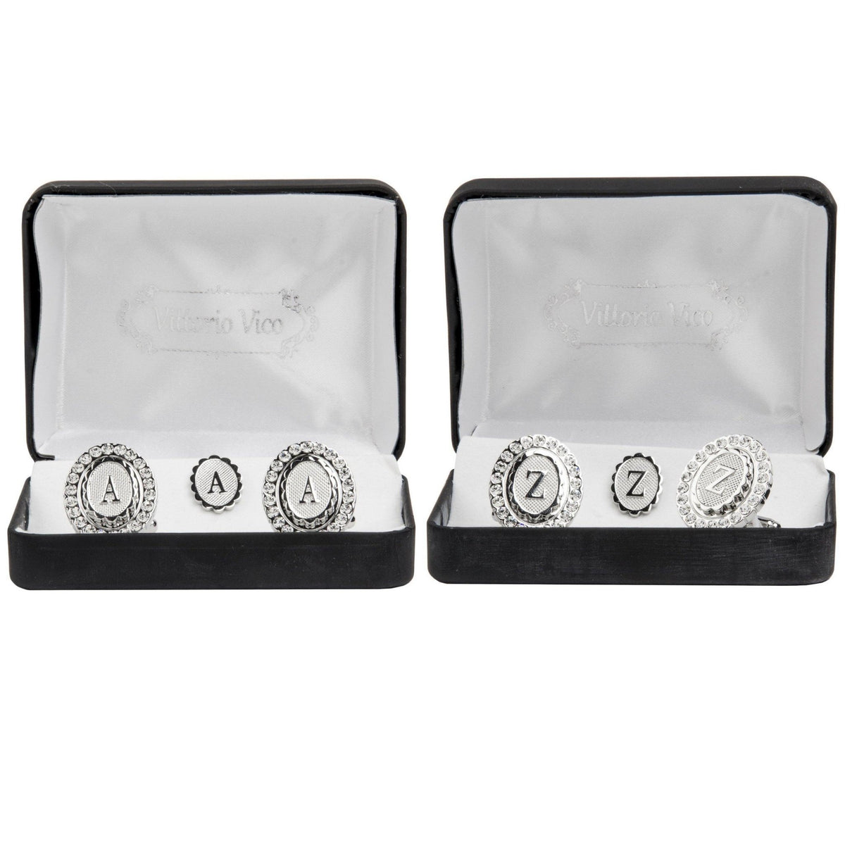 Vittorio Vico Bling Initial Cufflinks &amp; Tie Tack Set: A to Z by Classy Cufflinks