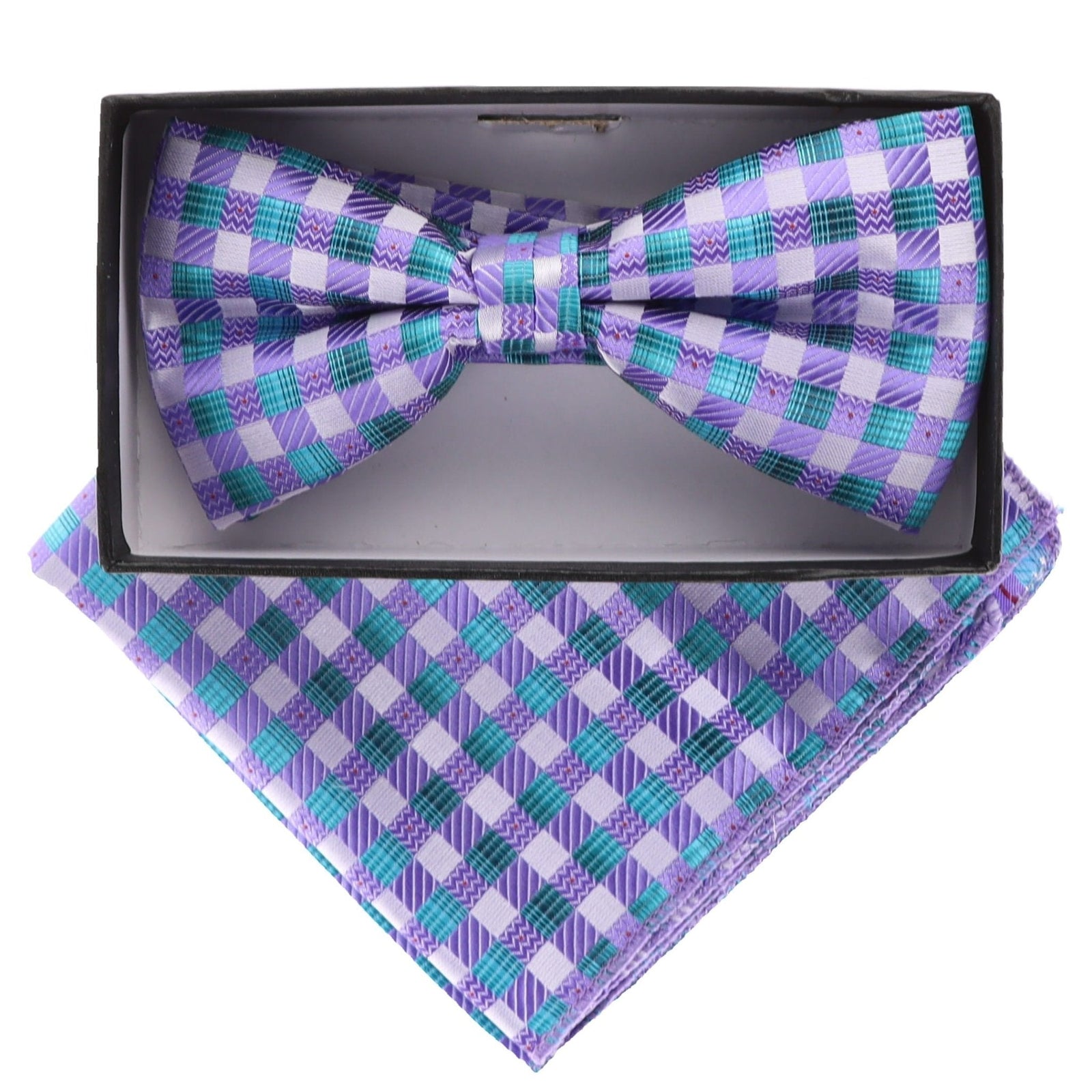 Vittorio Farina Geometric Designer Bow Tie & Pocket Square - BH-21023 - Classy Cufflinks