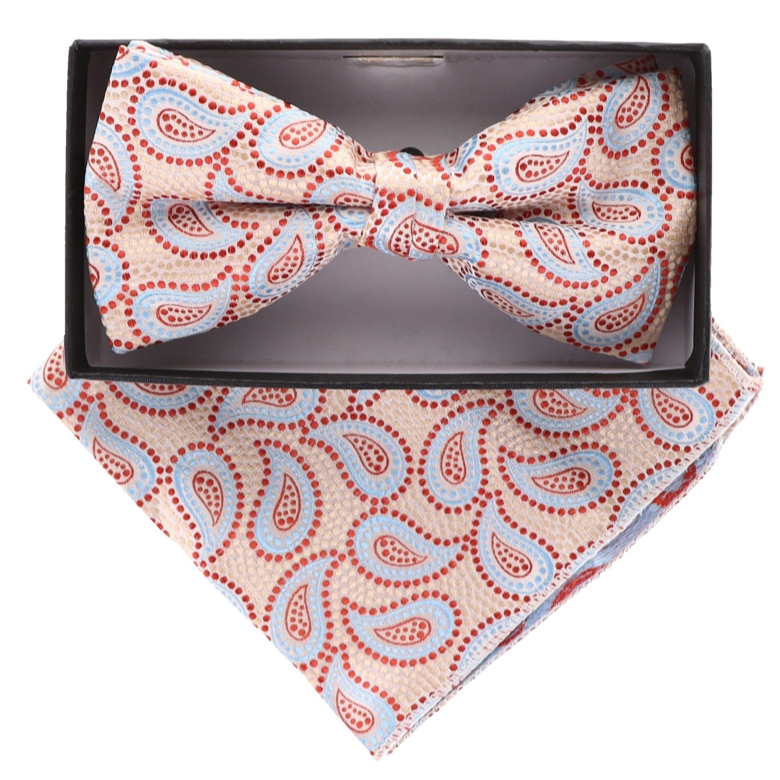 Vittorio Farina Paisley Designer Bow Tie & Pocket Square - BH-21035 - Classy Cufflinks