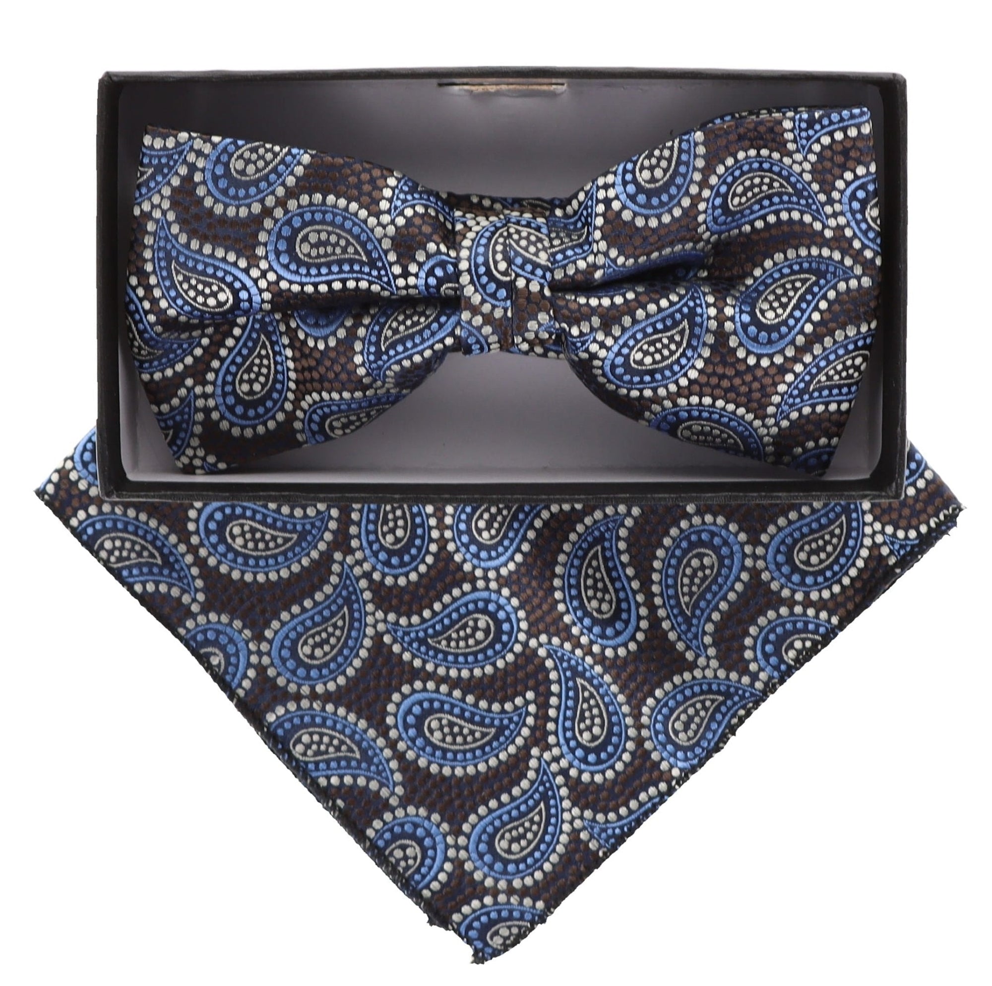 Vittorio Farina Paisley Designer Bow Tie & Pocket Square - BH-21036 - Classy Cufflinks