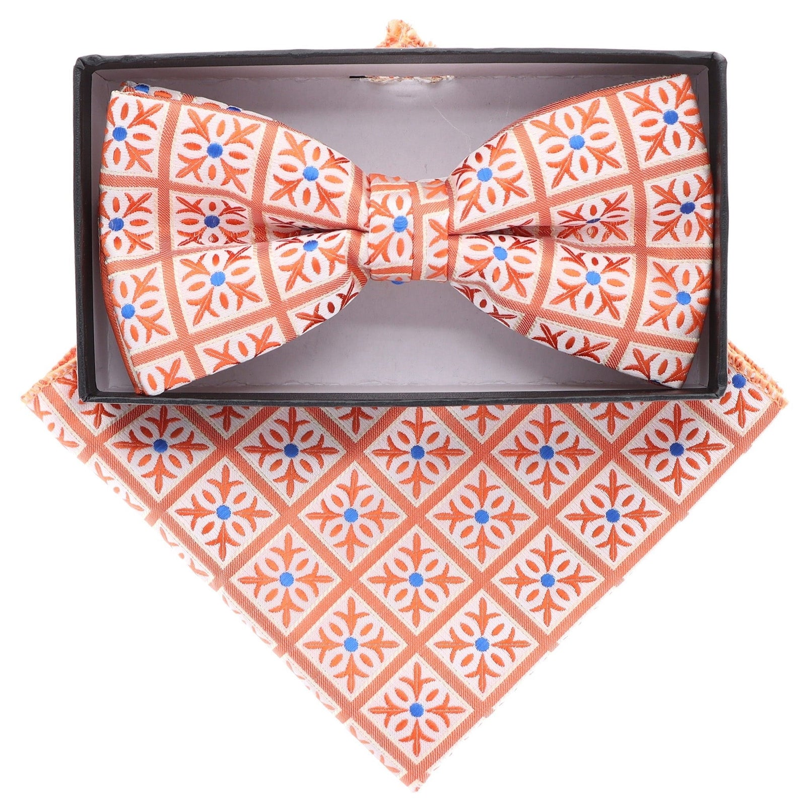 Vittorio Farina Geometric Designer Bow Tie & Pocket Square - BH-21060 - Classy Cufflinks