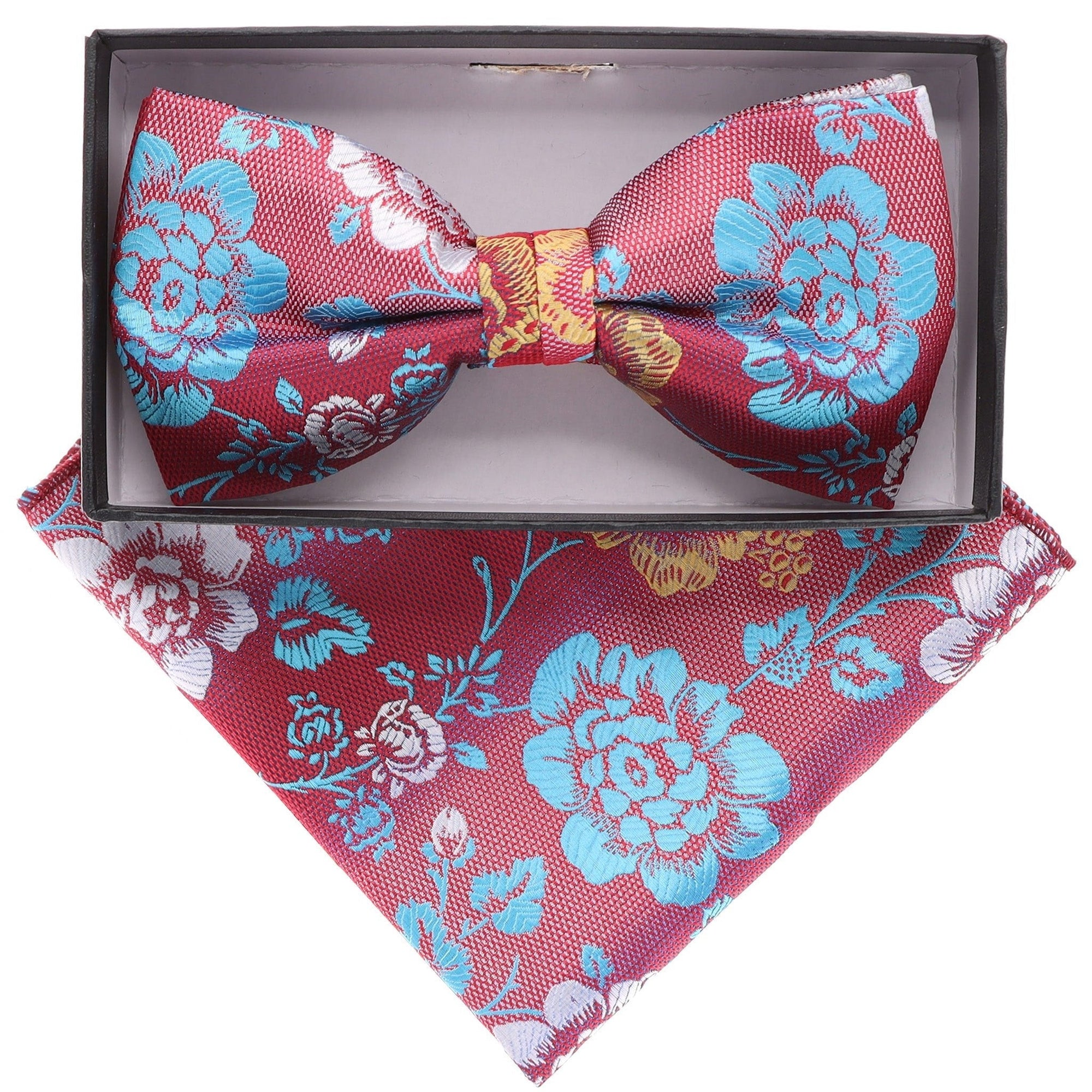 Vittorio Farina Floral Designer Bow Tie & Pocket Square - BH-21063 - Classy Cufflinks