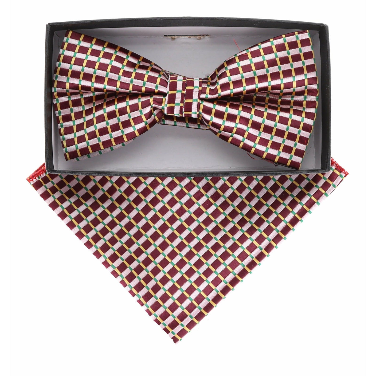 Vittorio Farina Geometric Designer Bow Tie & Pocket Square - BH-21069 - Classy Cufflinks