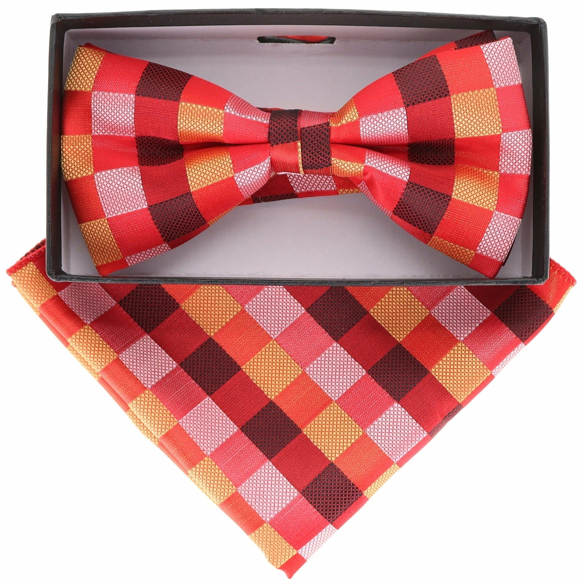 Vittorio Farina Geometric Designer Bow Tie & Pocket Square - BH-21072 - Classy Cufflinks