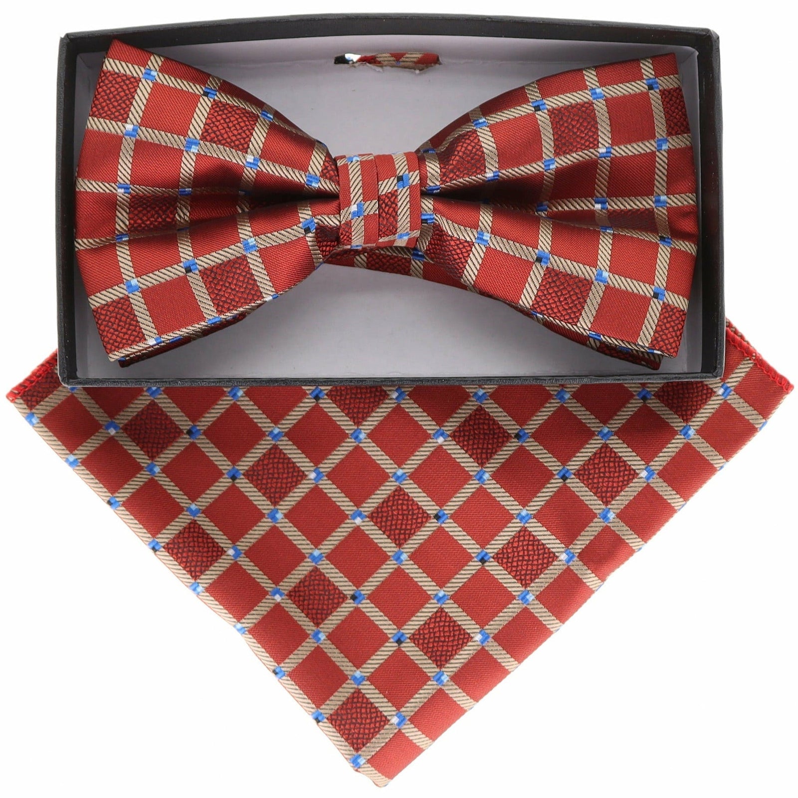 Vittorio Farina Geometric Designer Bow Tie & Pocket Square - BH-21073 - Classy Cufflinks
