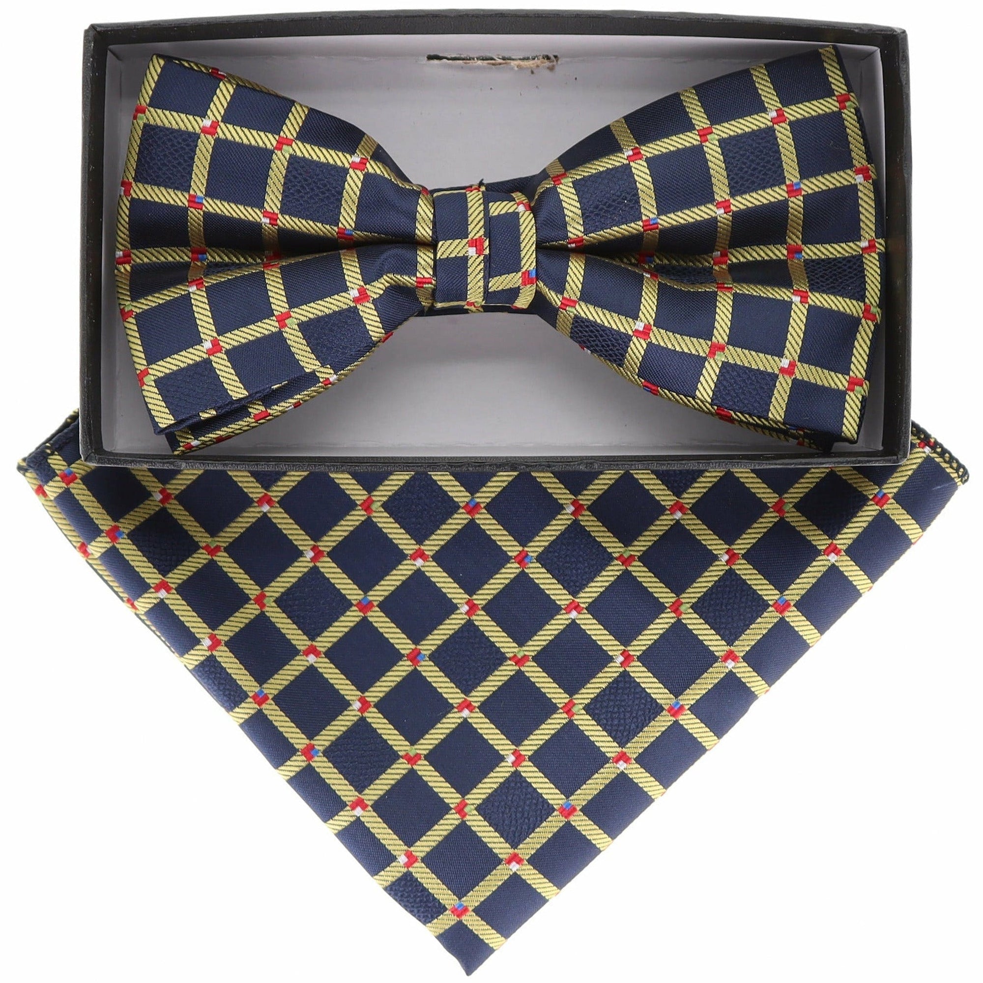 Vittorio Farina Geometric Designer Bow Tie & Pocket Square - BH-21074 - Classy Cufflinks