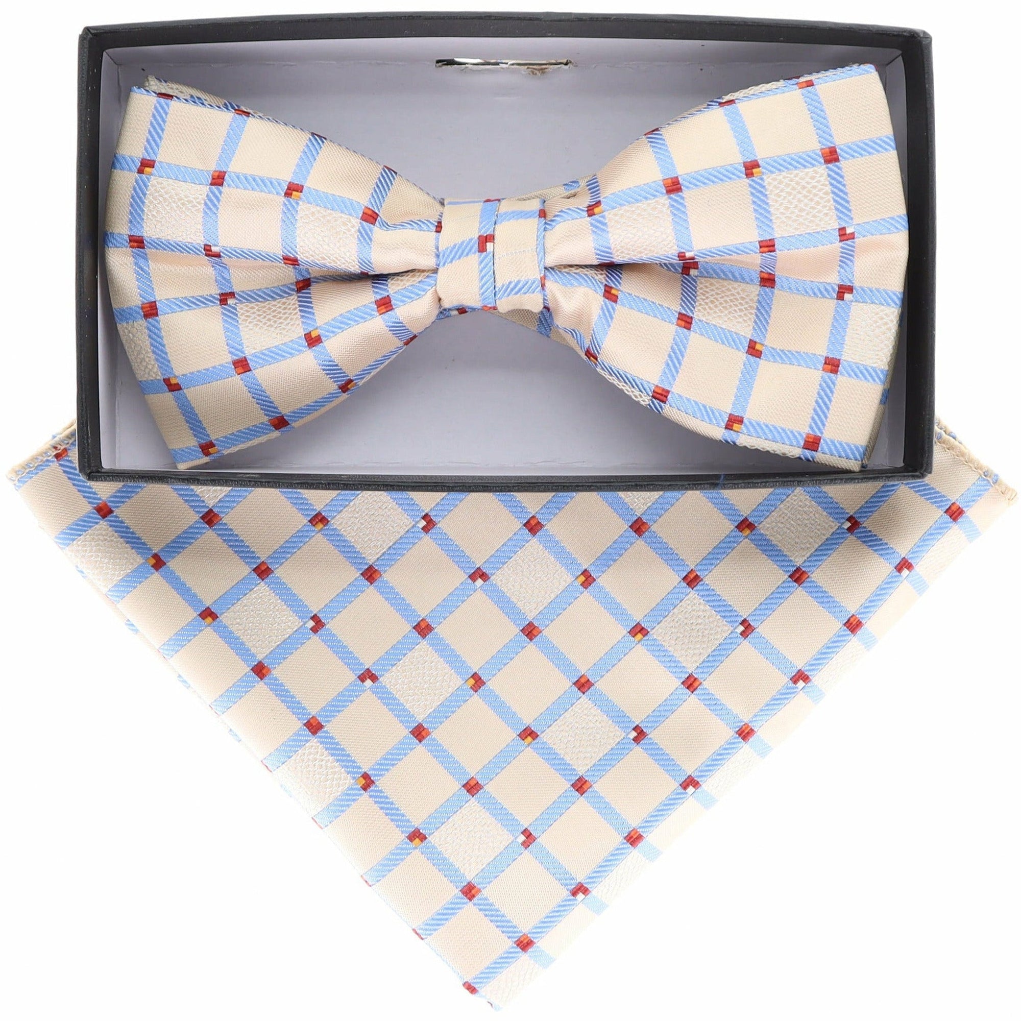 Vittorio Farina Geometric Designer Bow Tie & Pocket Square - BH-21075 - Classy Cufflinks