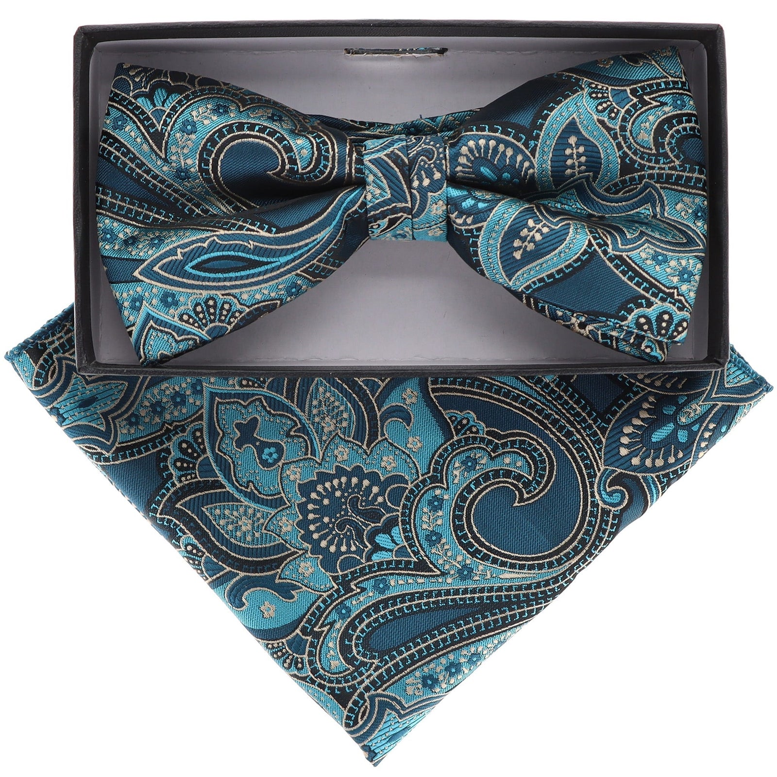 Vittorio Farina Paisley Designer Bow Tie & Pocket Square - BH-21082 - Classy Cufflinks