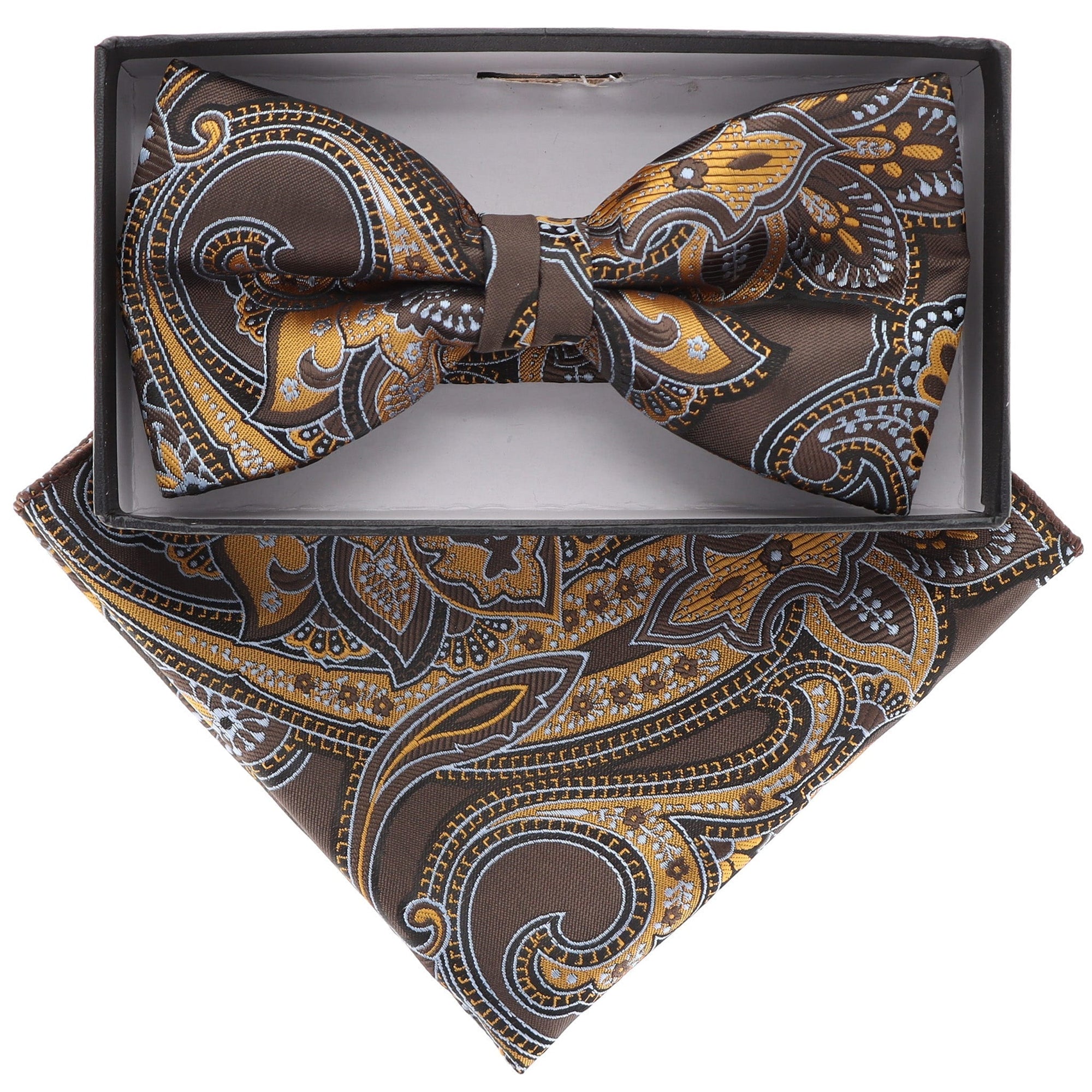 Vittorio Farina Paisley Designer Bow Tie & Pocket Square - BH-21083 - Classy Cufflinks