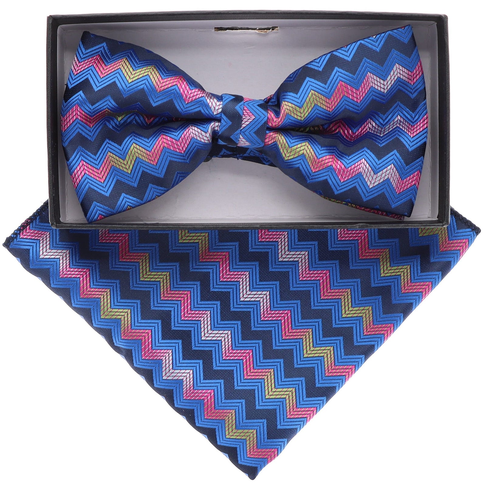 Vittorio Farina Geometric Designer Bow Tie & Pocket Square - BH-21087 - Classy Cufflinks
