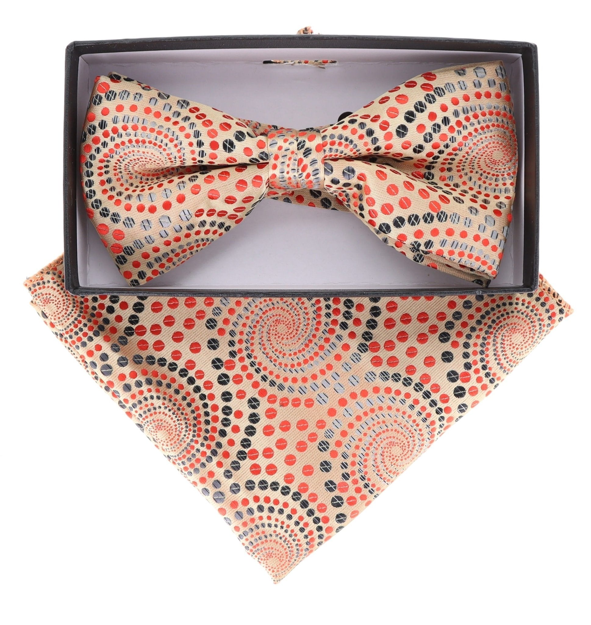 Vittorio Farina Geometric Designer Bow Tie & Pocket Square - BH-21089 - Classy Cufflinks