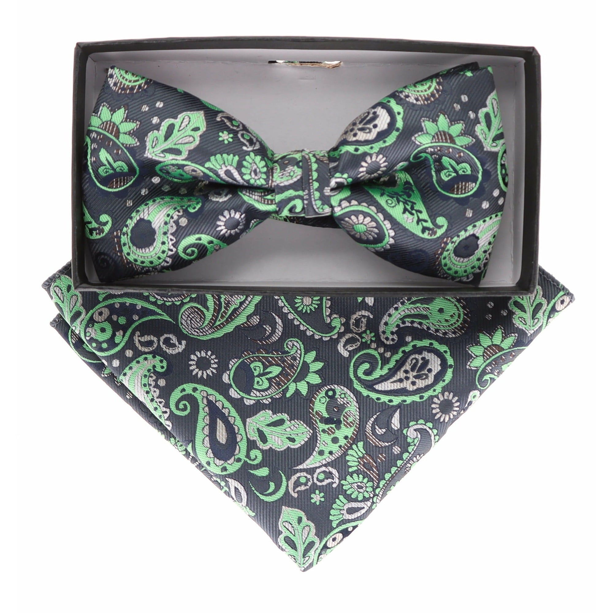 Vittorio Farina Paisley Designer Bow Tie & Pocket Square - BH-21092 - Classy Cufflinks