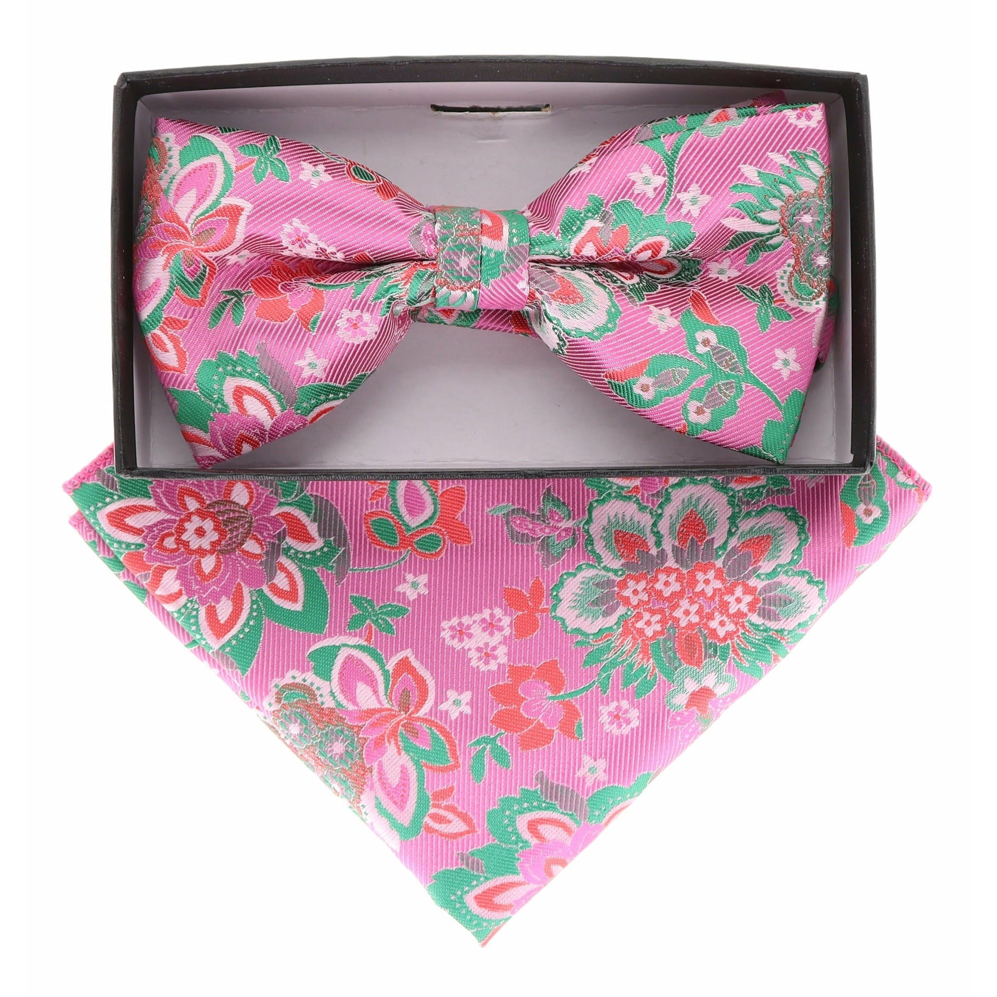 Vittorio Farina Floral Designer Bow Tie & Pocket Square - BH-21097 - Classy Cufflinks