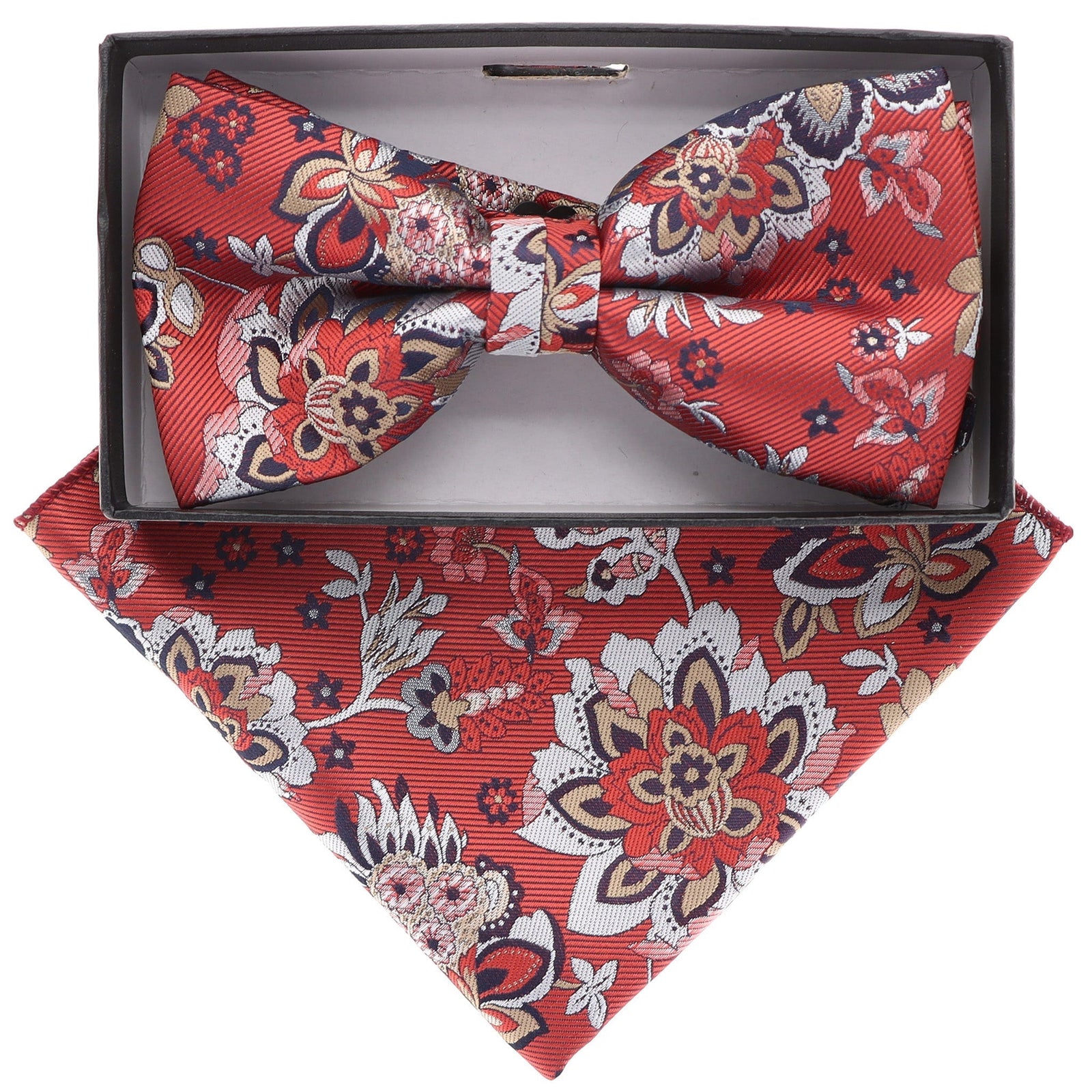 Vittorio Farina Floral Designer Bow Tie & Pocket Square - BH-21099 - Classy Cufflinks