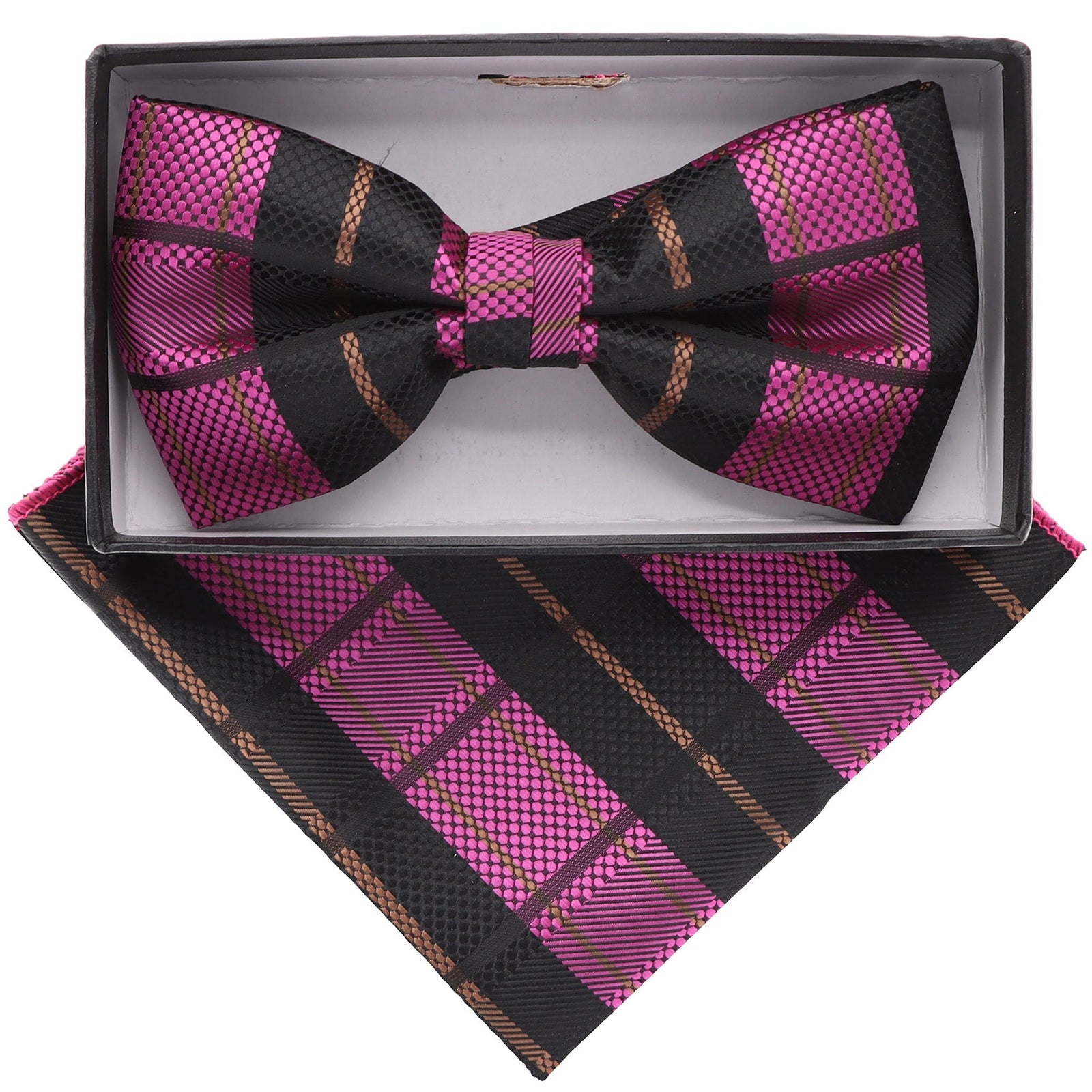 Vittorio Farina Geometric Designer Bow Tie & Pocket Square - BH-21108 - Classy Cufflinks