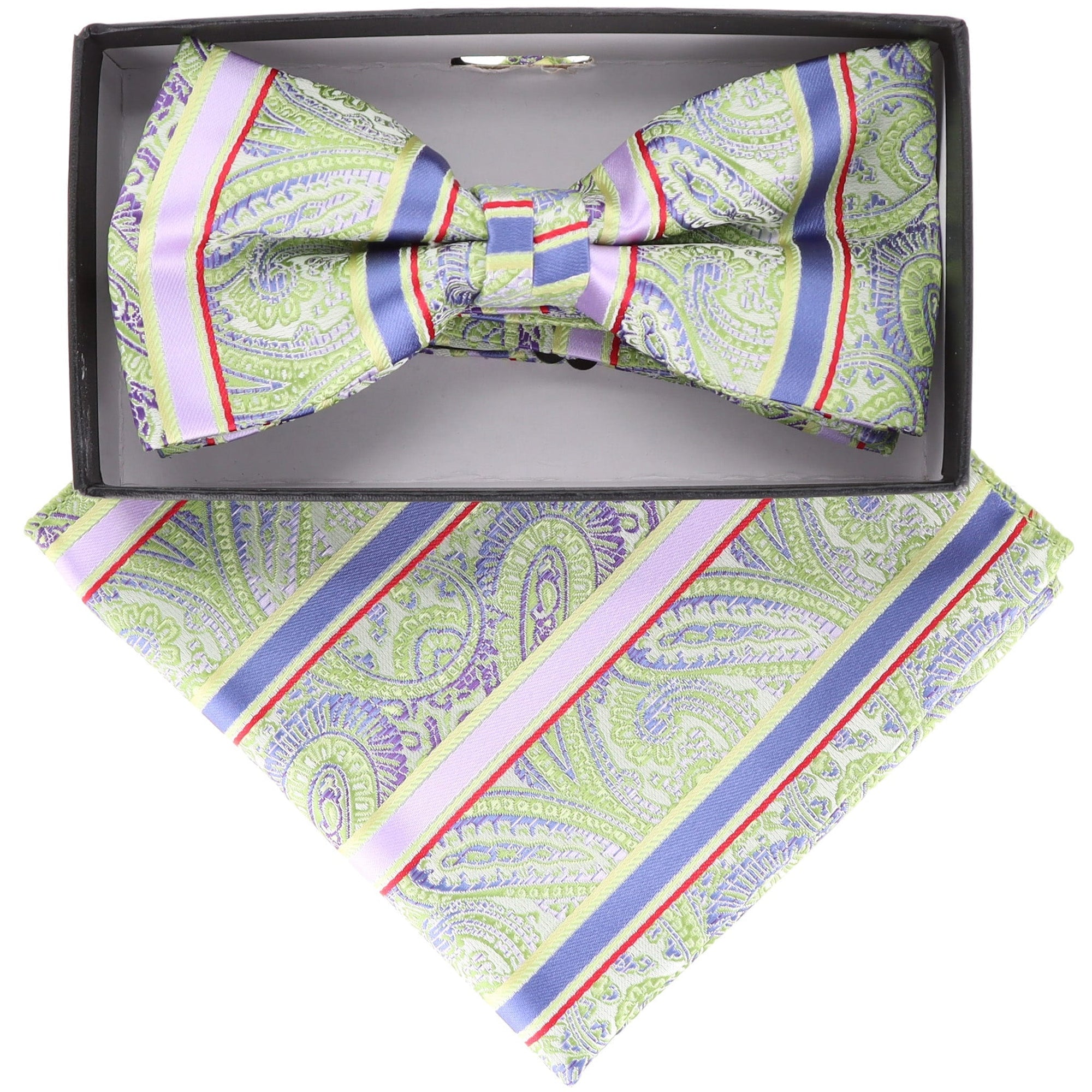 Vittorio Farina Paisley Designer Bow Tie & Pocket Square - BH-21113 - Classy Cufflinks