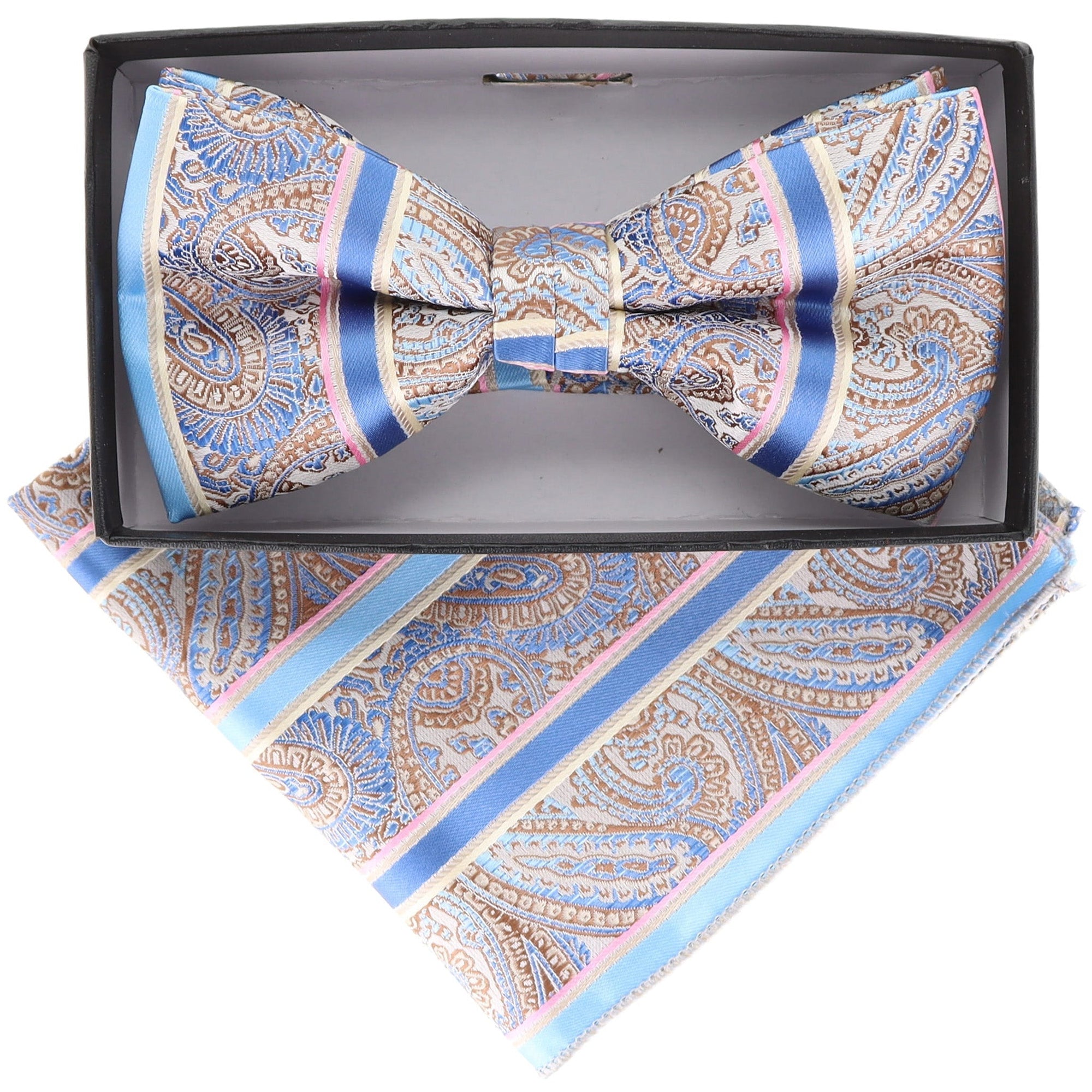 Vittorio Farina Paisley Designer Bow Tie & Pocket Square - BH-21114 - Classy Cufflinks