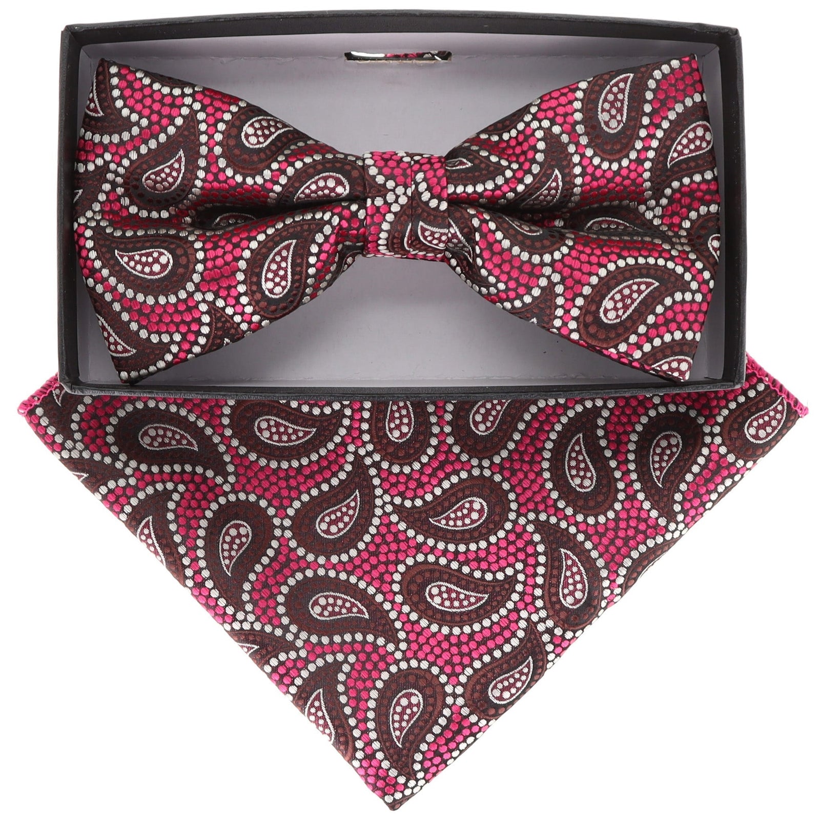 Vittorio Farina Paisley Designer Bow Tie & Pocket Square - BH-21116 - Classy Cufflinks