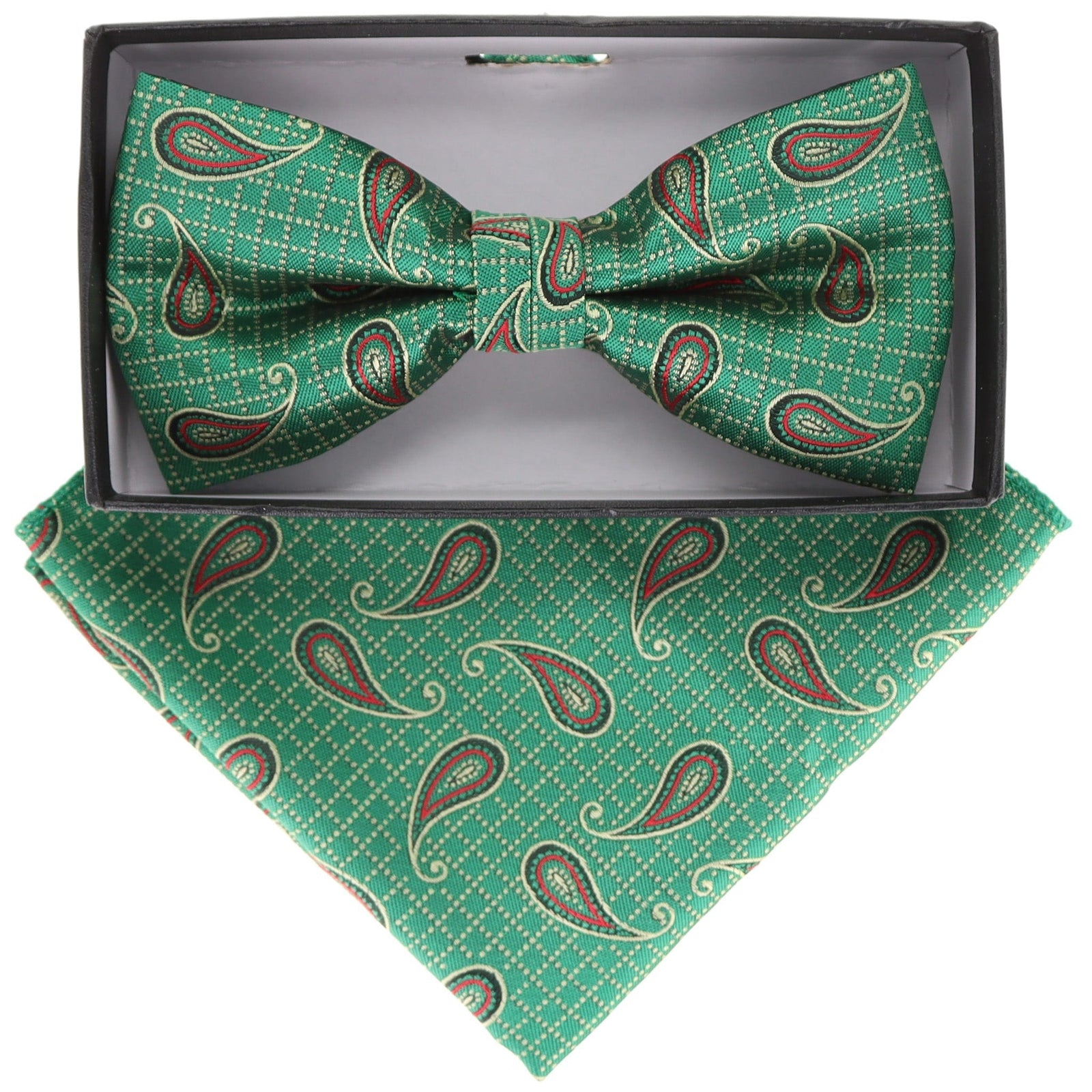 Vittorio Farina Paisley Designer Bow Tie & Pocket Square - BH-21118 - Classy Cufflinks