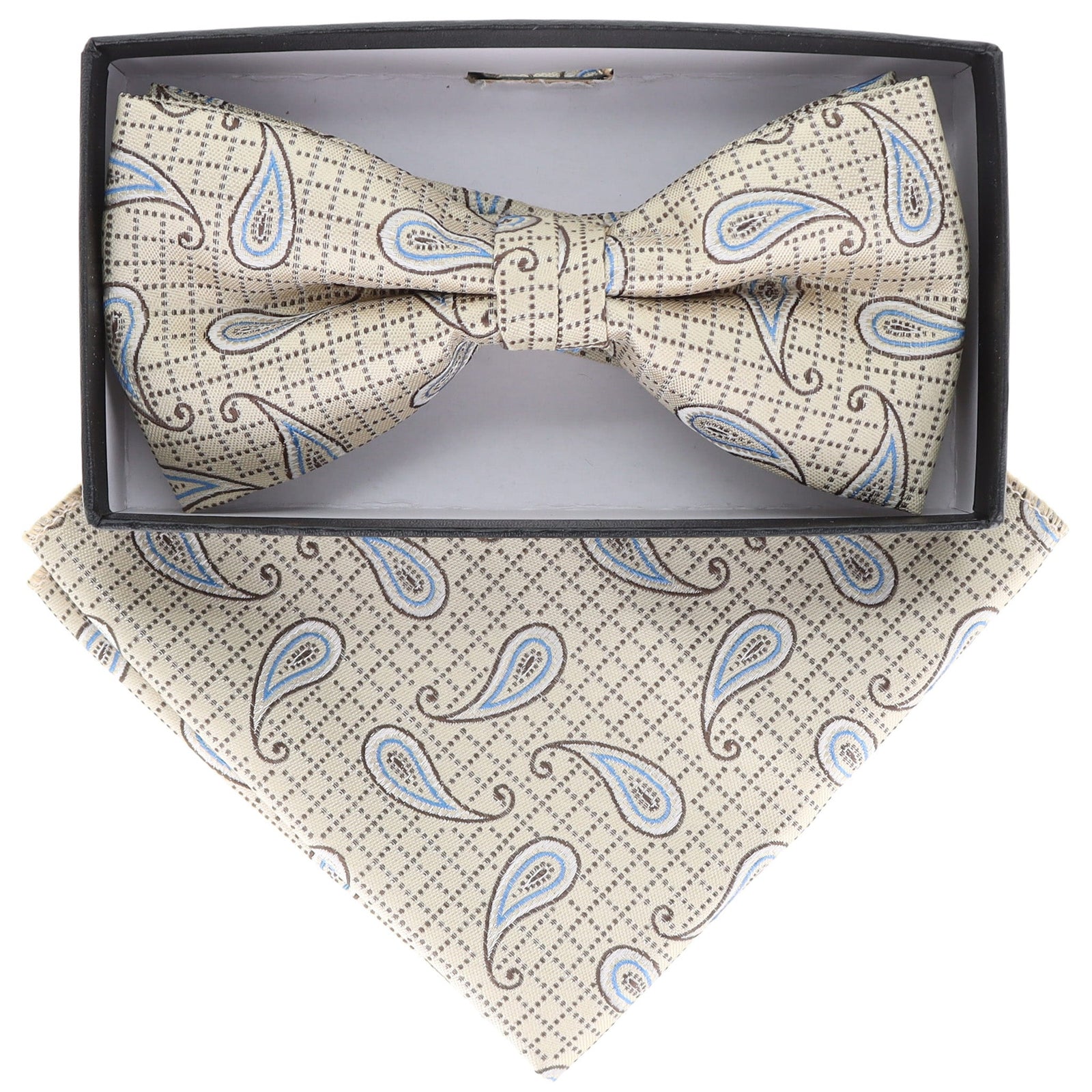 Vittorio Farina Paisley Designer Bow Tie & Pocket Square - BH-21119 - Classy Cufflinks