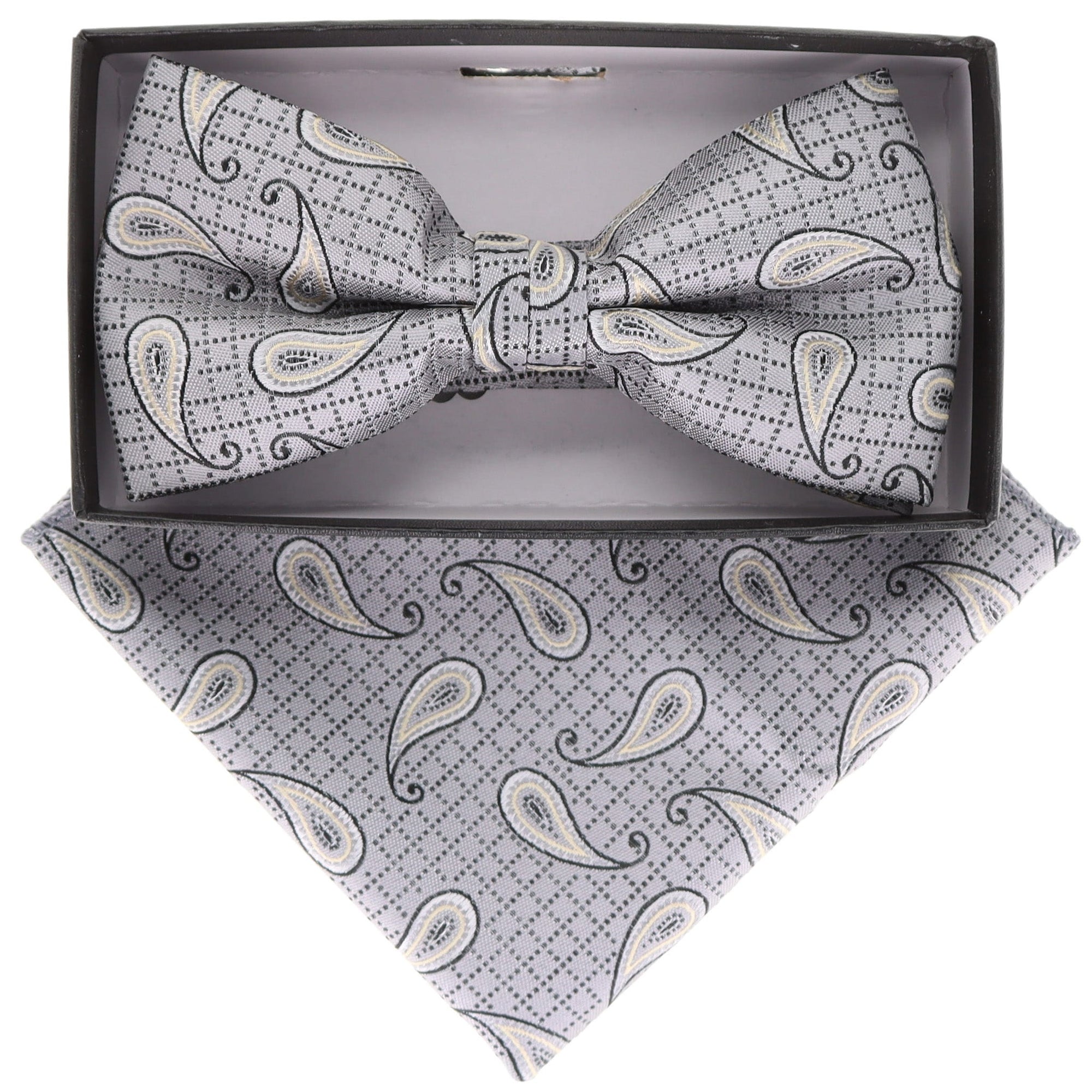 Vittorio Farina Paisley Designer Bow Tie & Pocket Square - BH-21120 - Classy Cufflinks