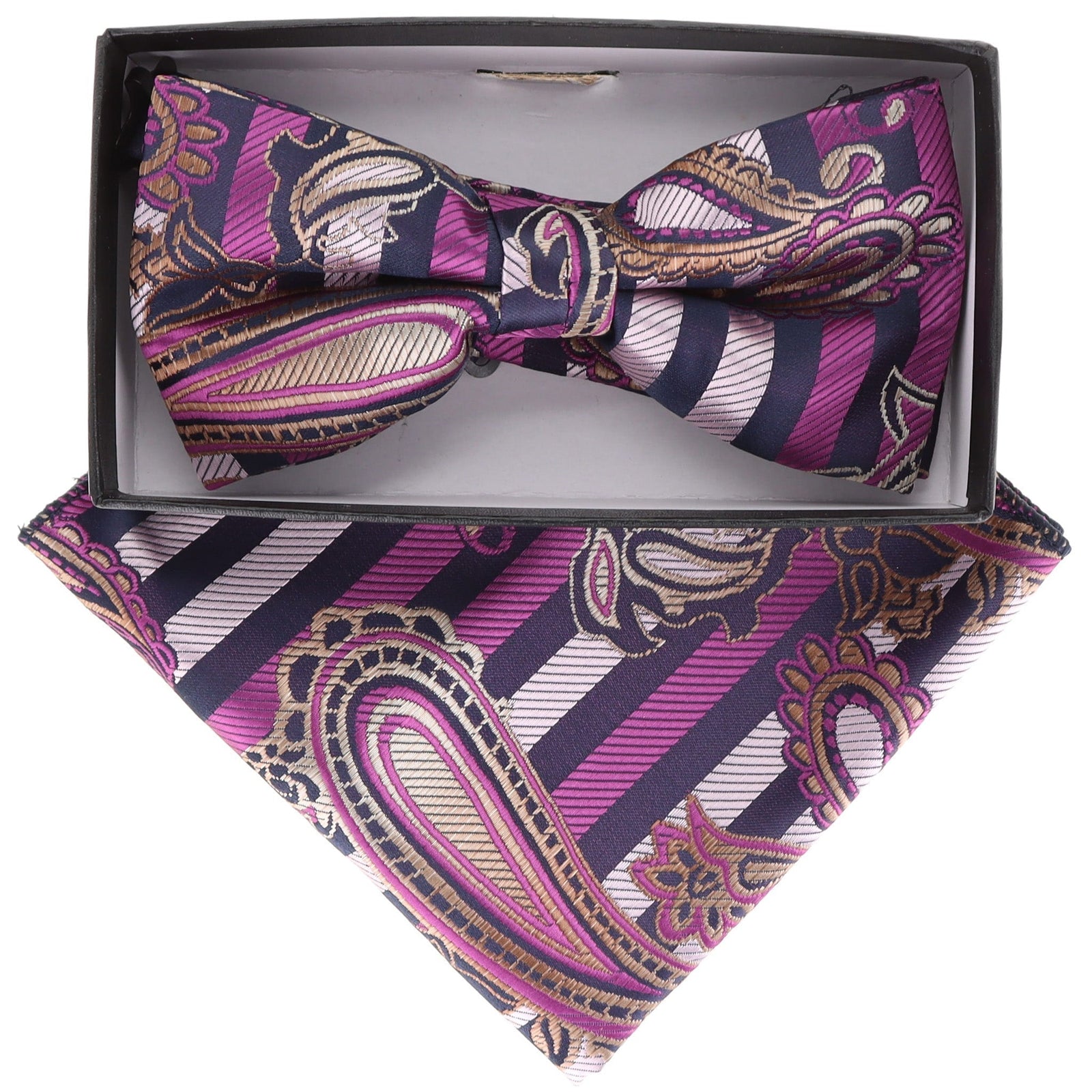Vittorio Farina Paisley Designer Bow Tie & Pocket Square - BH-21121 - Classy Cufflinks