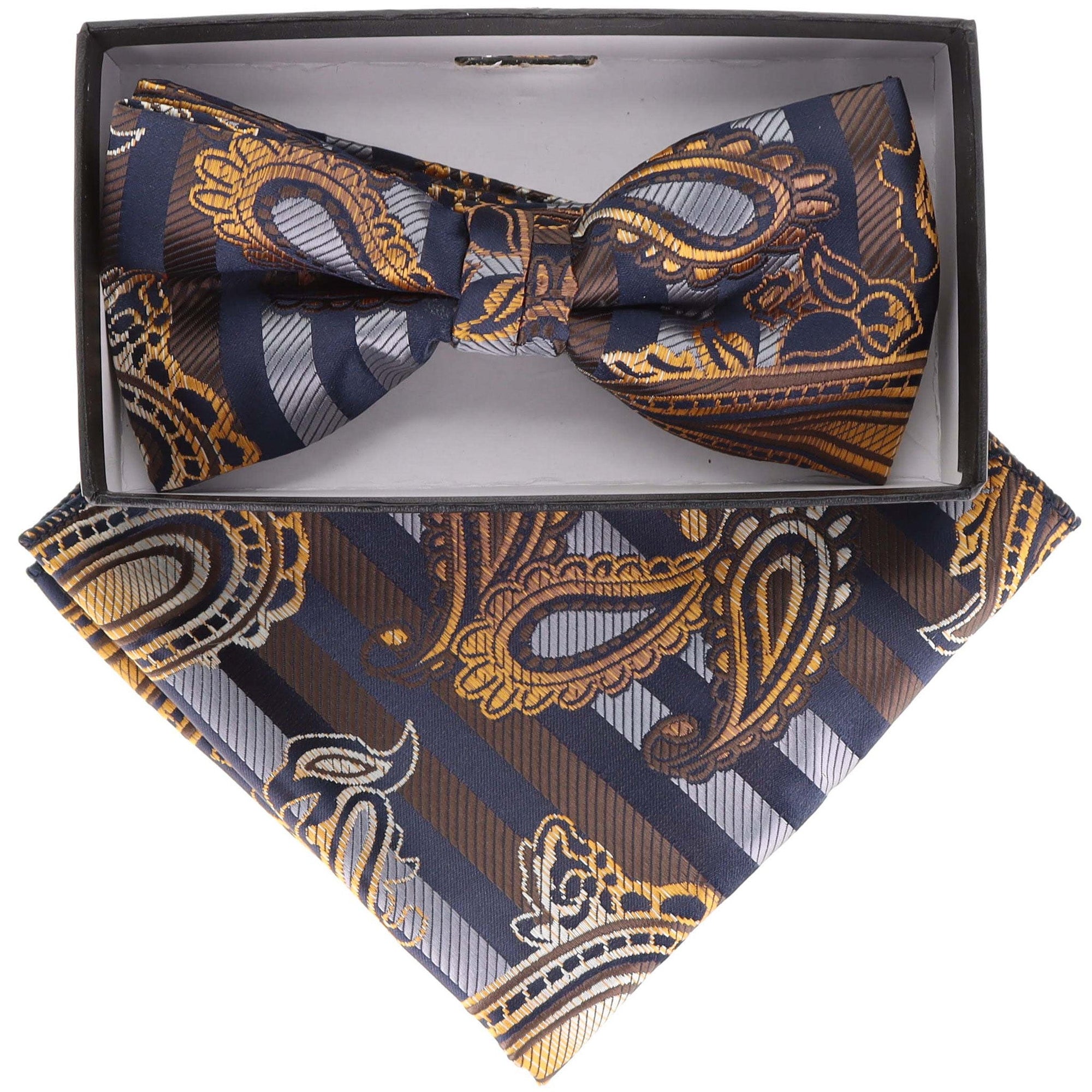 Vittorio Farina Paisley Designer Bow Tie & Pocket Square - BH-21123 - Classy Cufflinks
