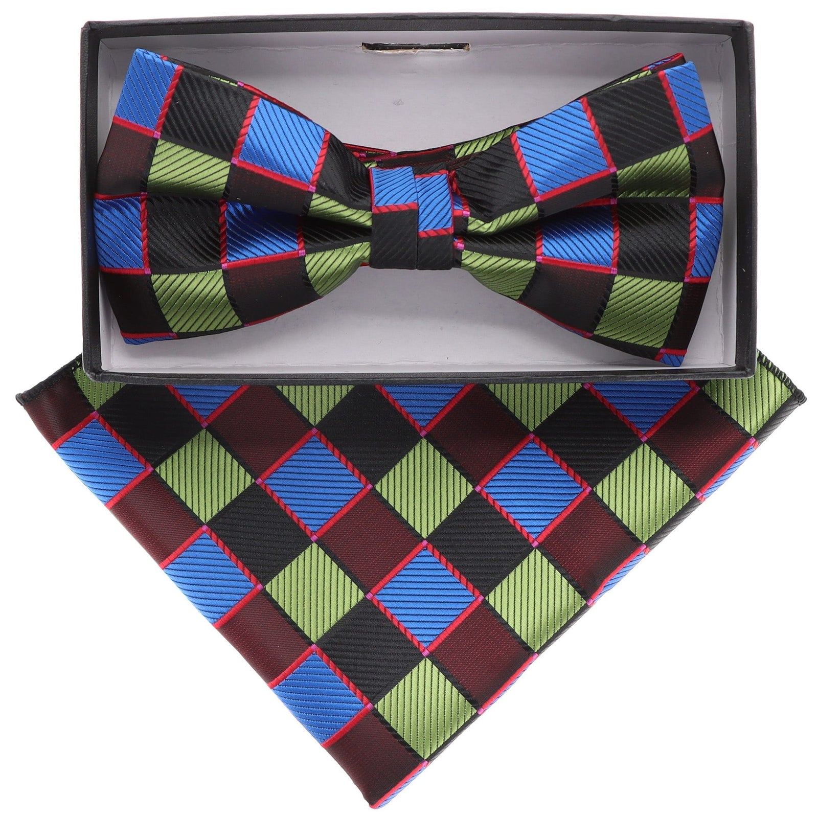 Vittorio Farina Geometric Designer Bow Tie & Pocket Square - BH-21133 - Classy Cufflinks