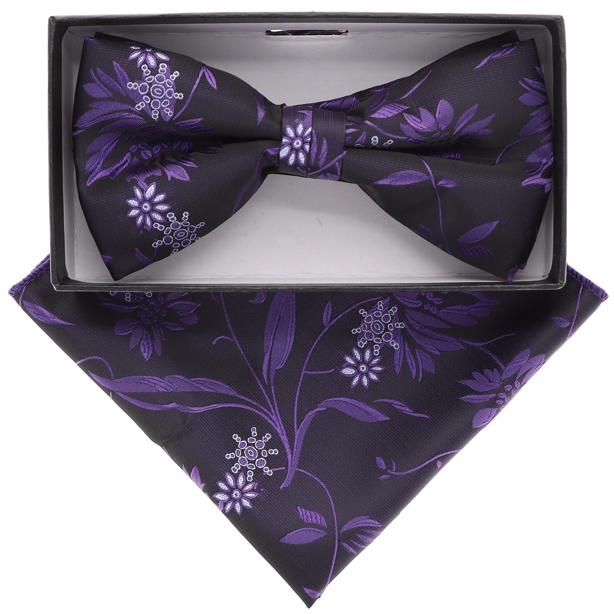 Vittorio Farina Floral Designer Bow Tie & Pocket Square - BH-21139 - Classy Cufflinks
