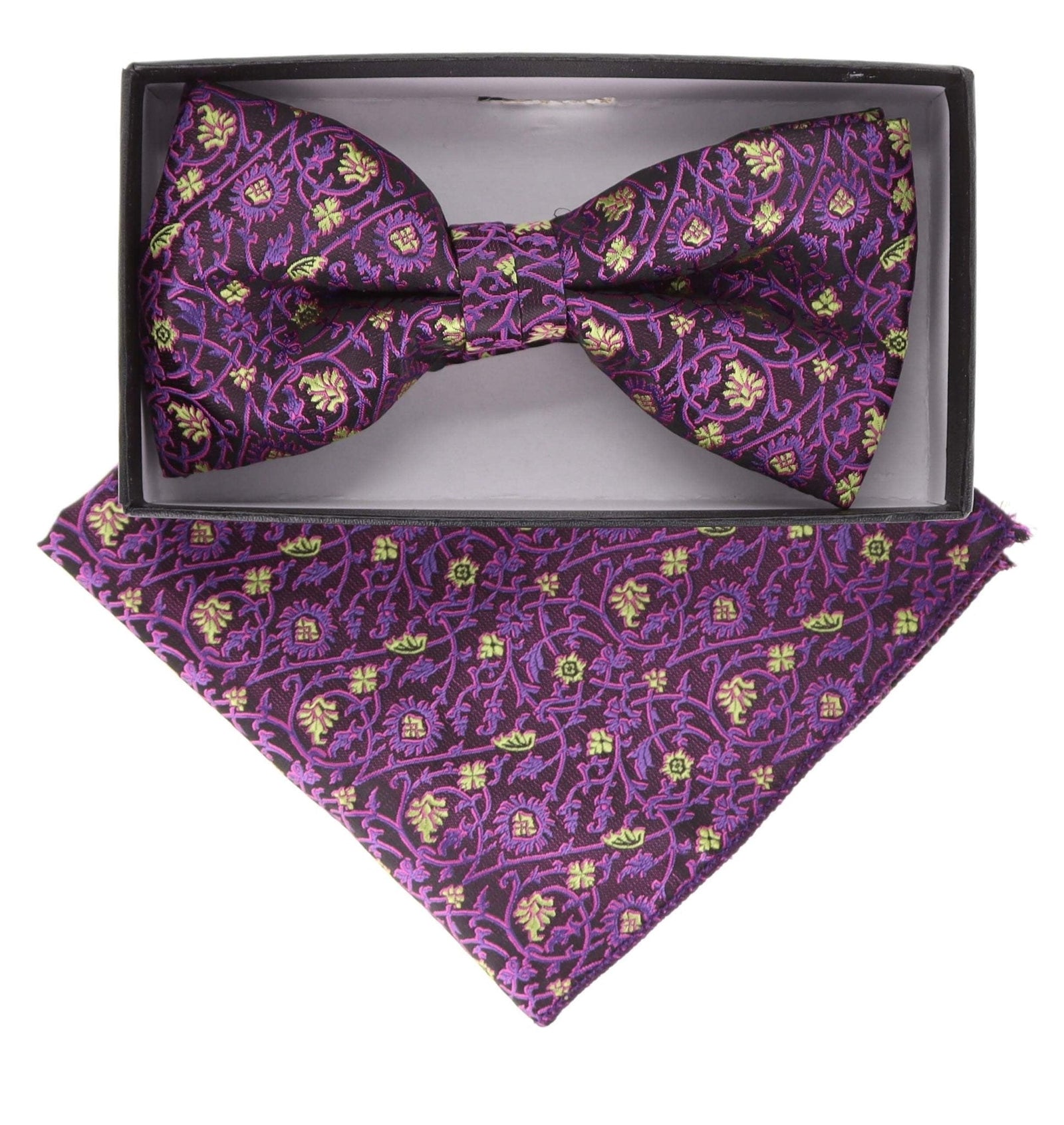 Vittorio Farina Floral Designer Bow Tie & Pocket Square - BH-21148 - Classy Cufflinks