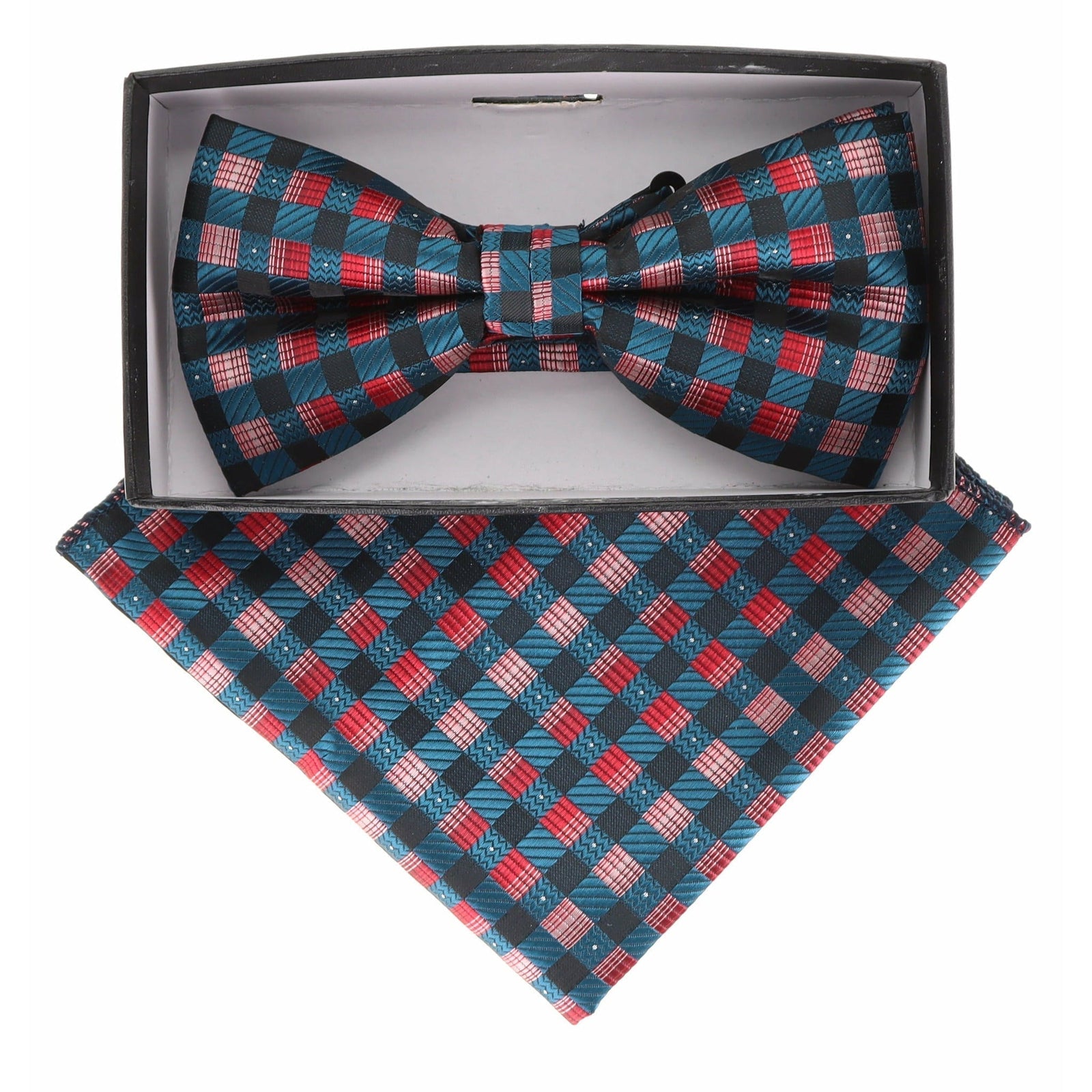 Vittorio Farina Geometric Designer Bow Tie & Pocket Square - BH-21151 - Classy Cufflinks