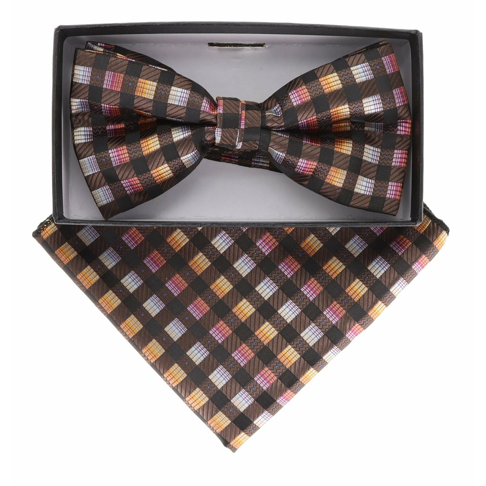Vittorio Farina Geometric Designer Bow Tie & Pocket Square - BH-21152 - Classy Cufflinks