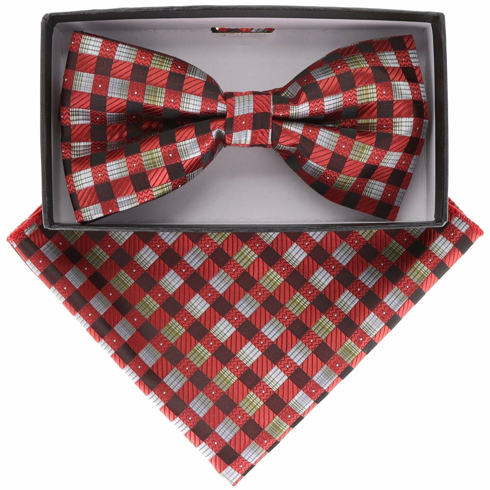 Vittorio Farina Geometric Designer Bow Tie & Pocket Square - BH-21153 - Classy Cufflinks
