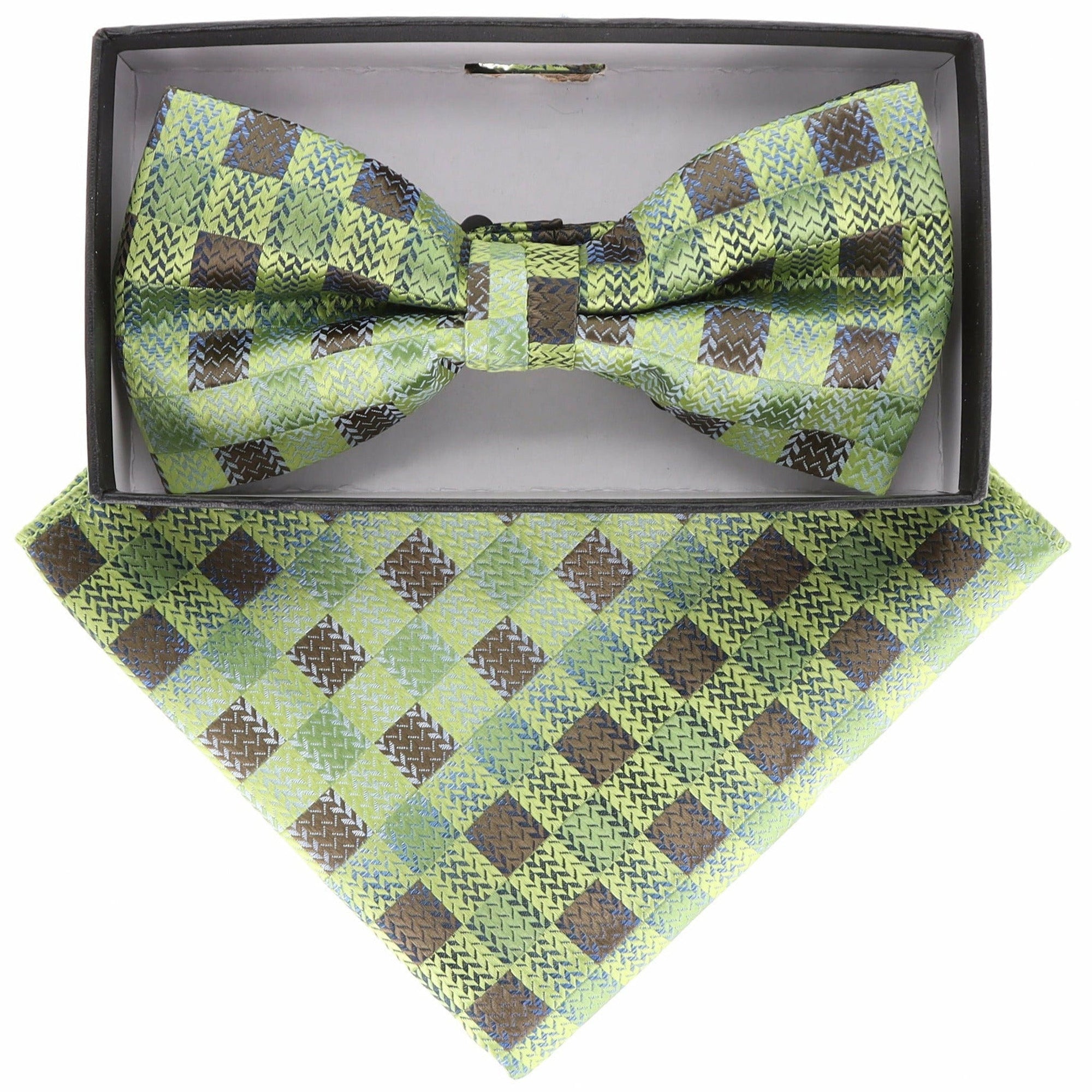 Vittorio Farina Geometric Designer Bow Tie & Pocket Square - BH-21157 - Classy Cufflinks