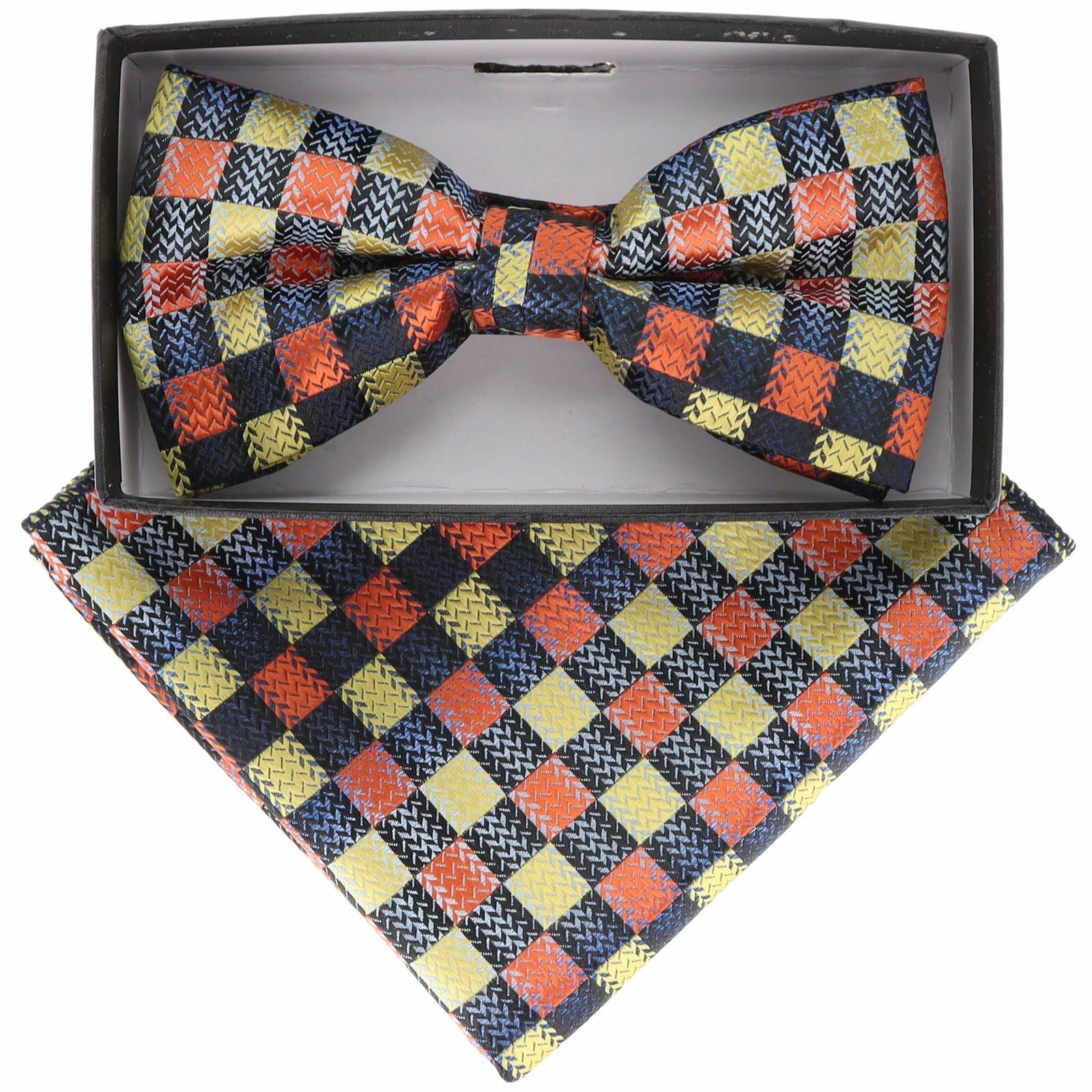 Vittorio Farina Geometric Designer Bow Tie & Pocket Square - BH-21158 - Classy Cufflinks