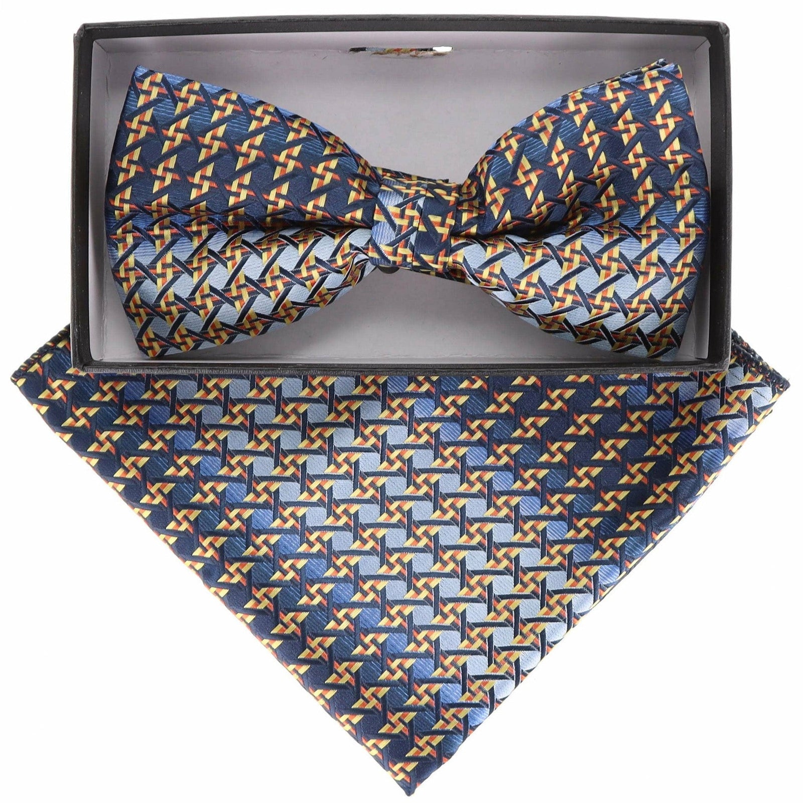 Vittorio Farina Geometric Designer Bow Tie & Pocket Square - BH-21160 - Classy Cufflinks