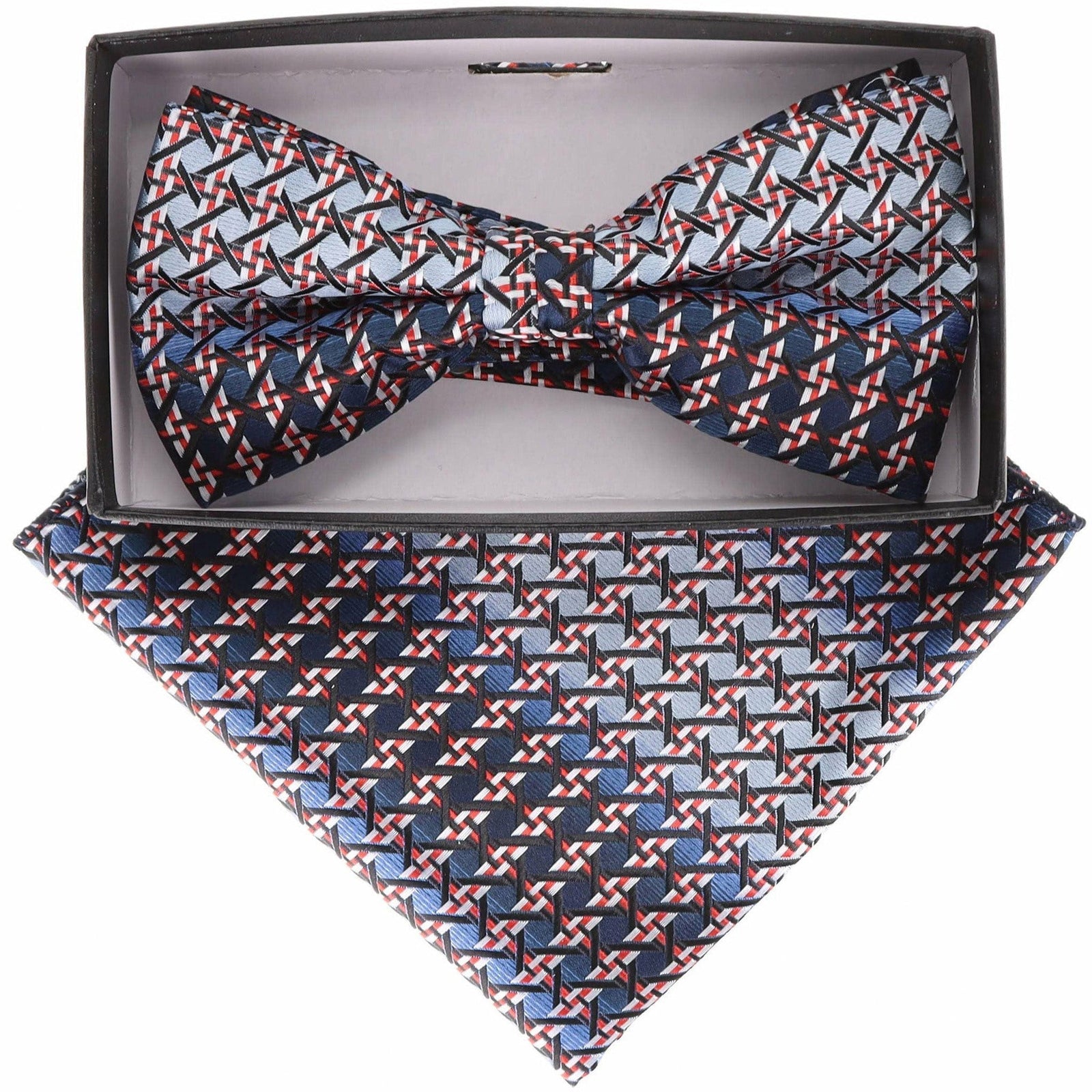 Vittorio Farina Geometric Designer Bow Tie & Pocket Square - BH-21161 - Classy Cufflinks