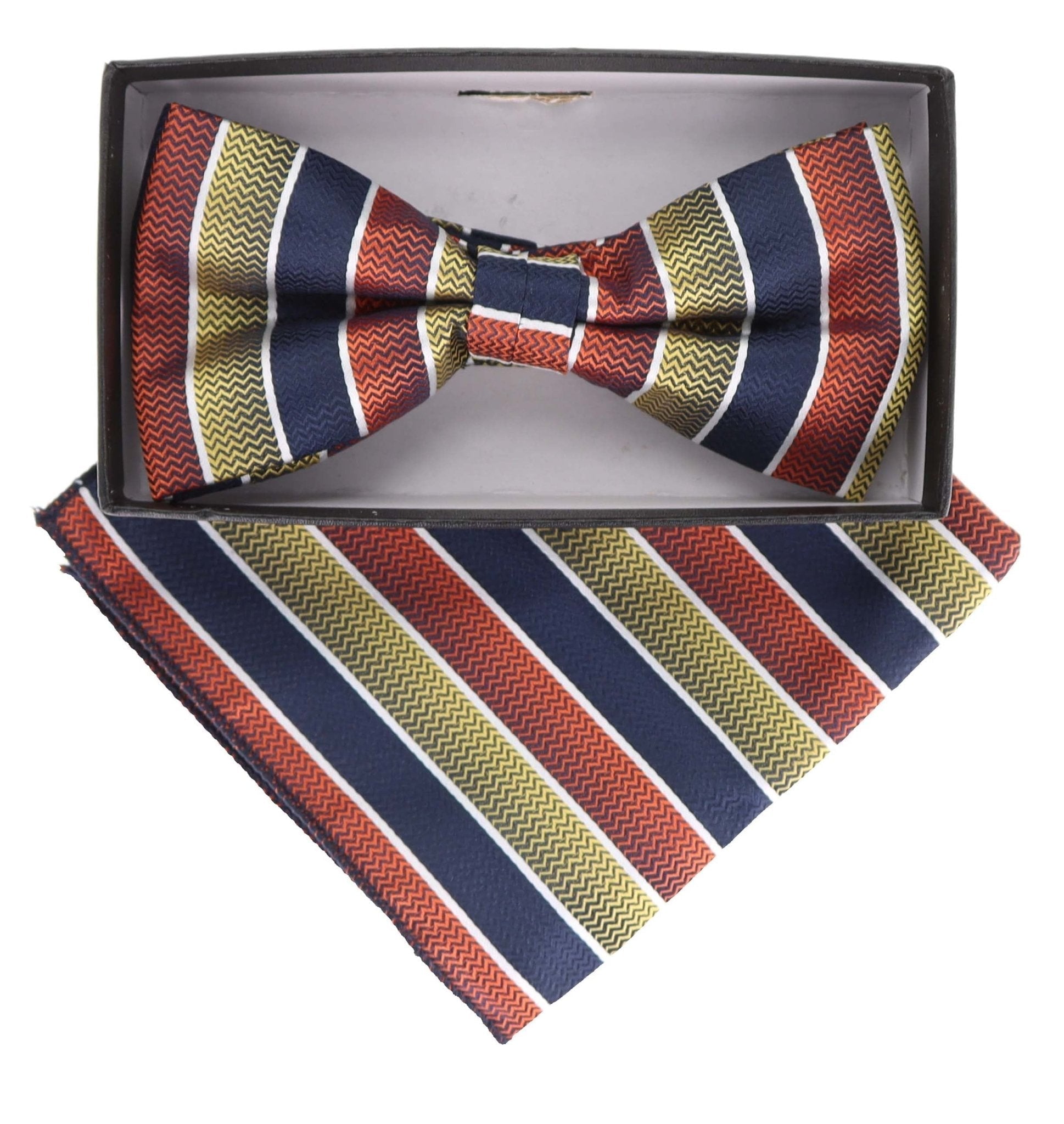 Vittorio Farina Geometric Designer Bow Tie & Pocket Square - BH-21177 - Classy Cufflinks