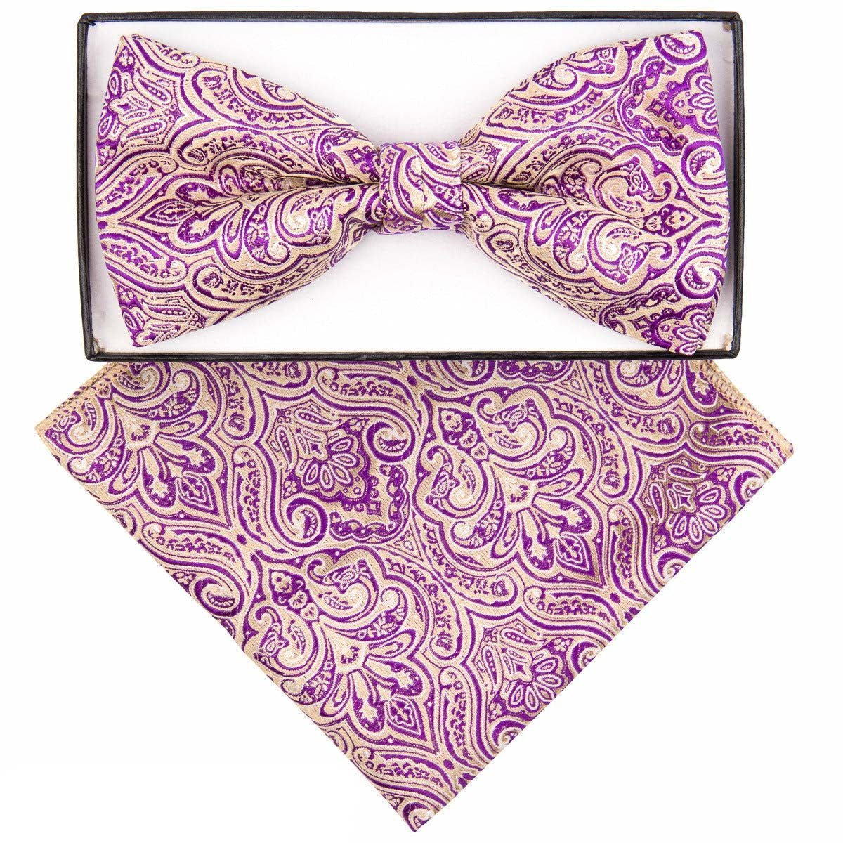 Vittorio Farina Geometric Designer Bow Tie &amp; Pocket Square - BH-5094 - Classy Cufflinks