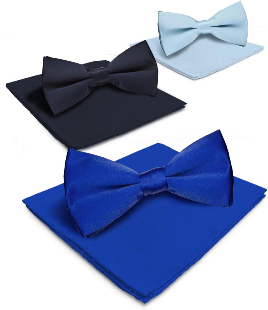 Vittorio Farina Classic Bow Tie & Pocket Square Multipacks - BH-SOLID-3_BLUE - Classy Cufflinks