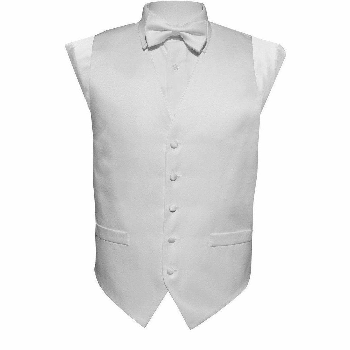 Vittorio Farina Boy&#39;s Solid Satin Vest Set - boys-vest-set-plain-white-S - Classy Cufflinks