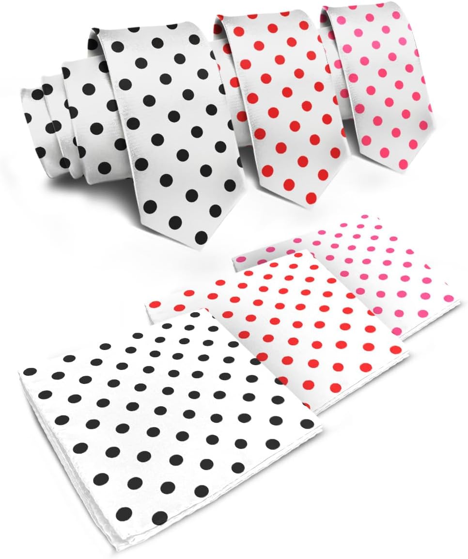 Vittorio Farina Polka Dot Necktie & Pocket Square Multipacks - NH-PD-3_WHITE - Classy Cufflinks