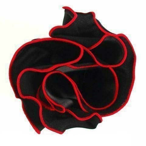 Vittorio Farina Round Pocket Square with Embroidered Piping - PS-ROUND_001_BLACK_RED - Classy Cufflinks
