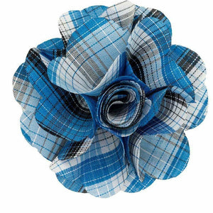 Vittorio Vico Men's Formal Metallic Silver Accent Plaid Flower Lapel Pin: Flower Pin Suit Accessories Pins for Suit or Tuxedo by Classy Cufflinks