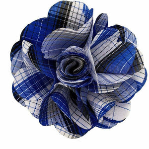 Vittorio Vico Men's Formal Metallic Silver Accent Plaid Flower Lapel Pin: Flower Pin Suit Accessories Pins for Suit or Tuxedo by Classy Cufflinks