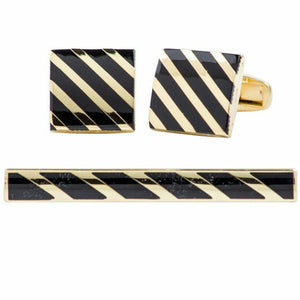 Vittorio Vico Plain Gold Cufflinks & Tie Bar Set by Classy Cufflinks