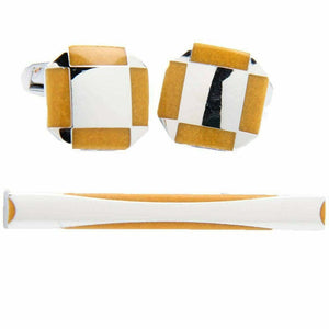Vittorio Vico Plain Gold Cufflinks & Tie Bar Set by Classy Cufflinks