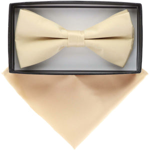 Vittorio Farina Classic Bow Tie & Pocket Square by Classy Cufflinks - basic-bow-tie-hanky-beige - Classy Cufflinks