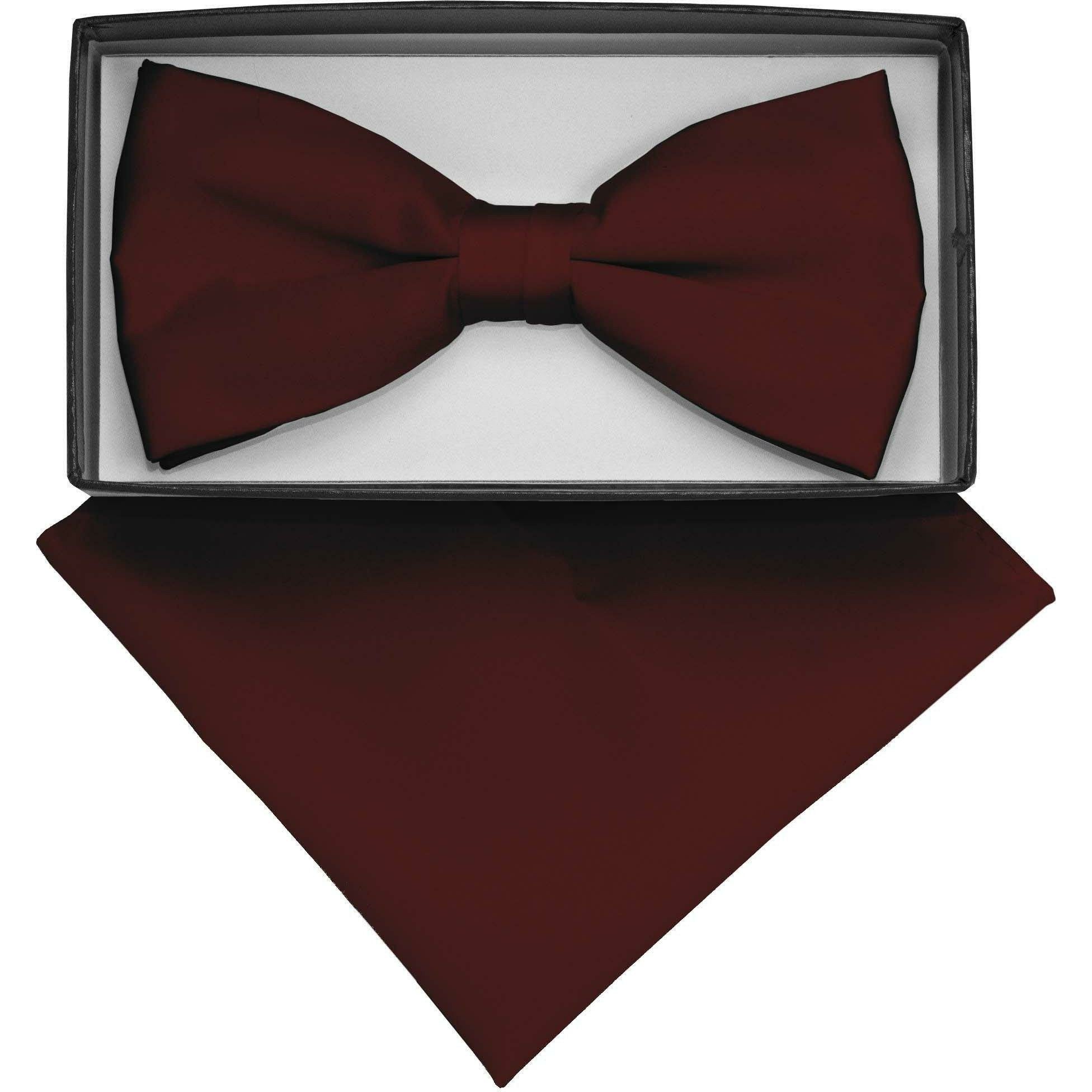 Vittorio Farina Classic Bow Tie & Pocket Square by Classy Cufflinks - basic-bow-tie-hanky-burgundy - Classy Cufflinks